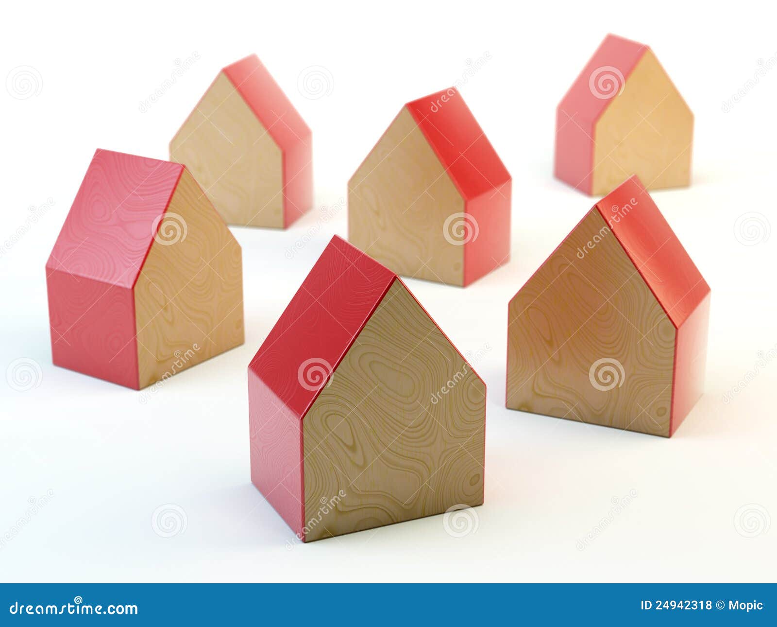 Wooden hosue shaped blocks stock illustration. Illustration of
