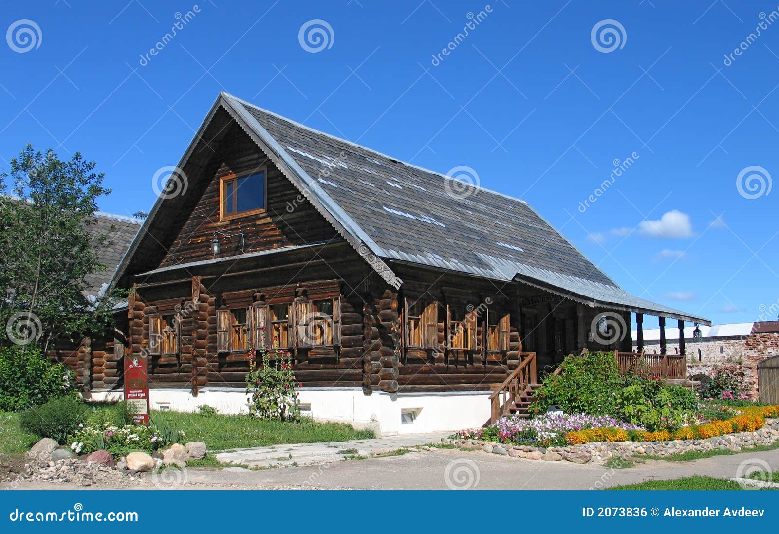 Wooden House. Day view of wooden house in nunnery in Suzdal. (Suzdal, Vladimir region, Golden Ring of Russia).