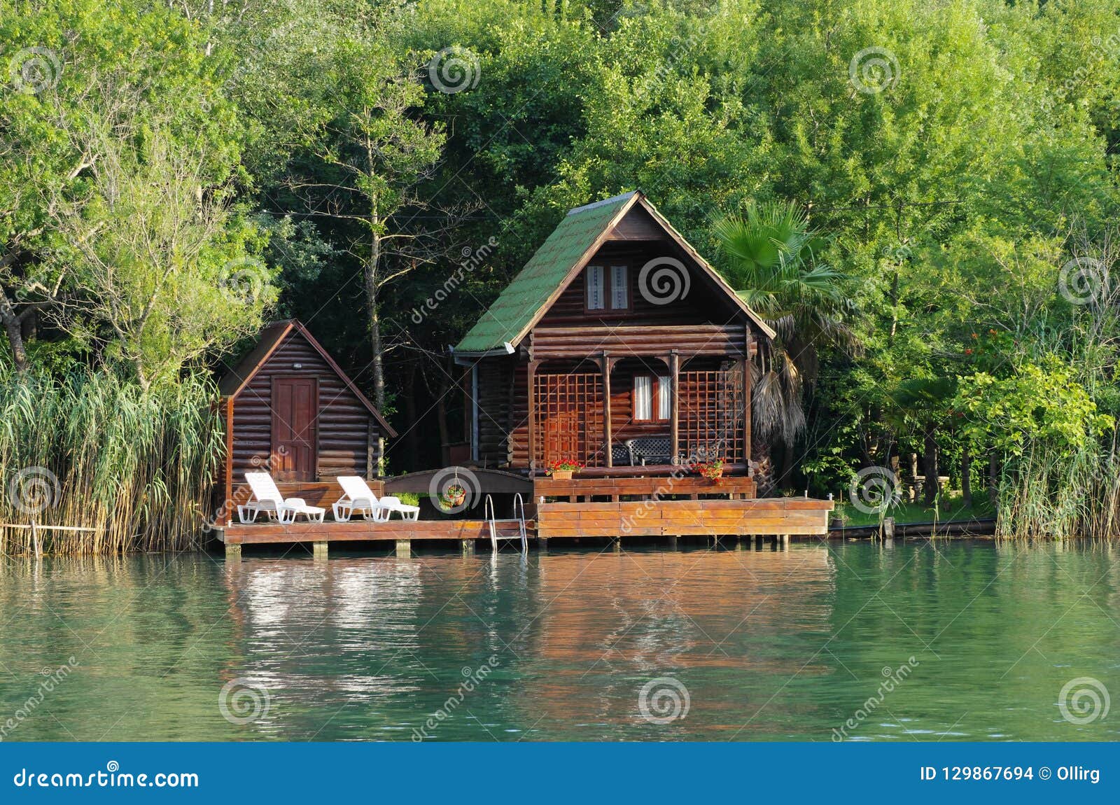 wooden house on ada bojana river, montenegro