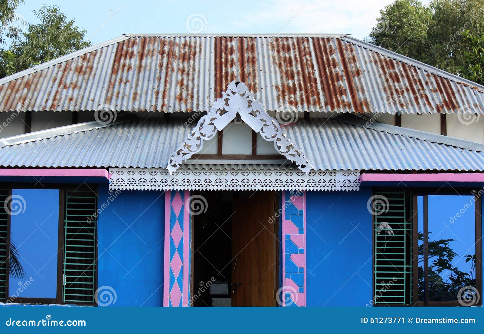 Wooden House in Bangladesh stock image. Image of shed 