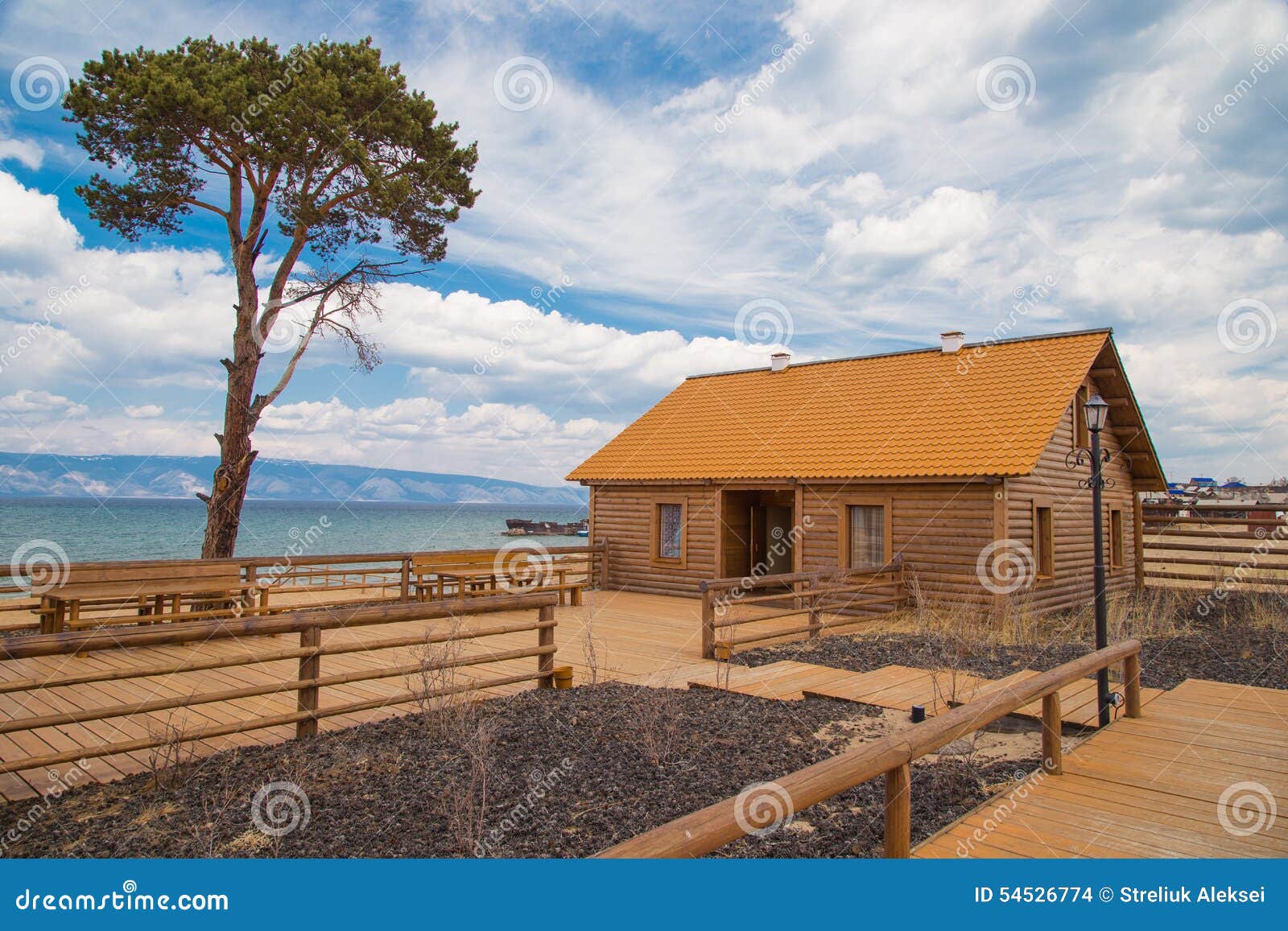 Wooden house on the beach stock photo. Image of russia 54526774