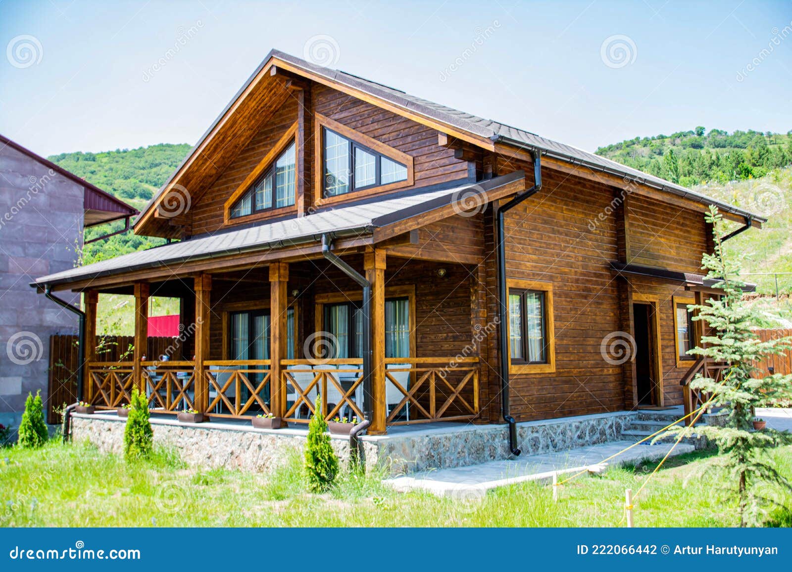 Wooden House. Beautiful House Made of Wood Stock Photo - Image of ...