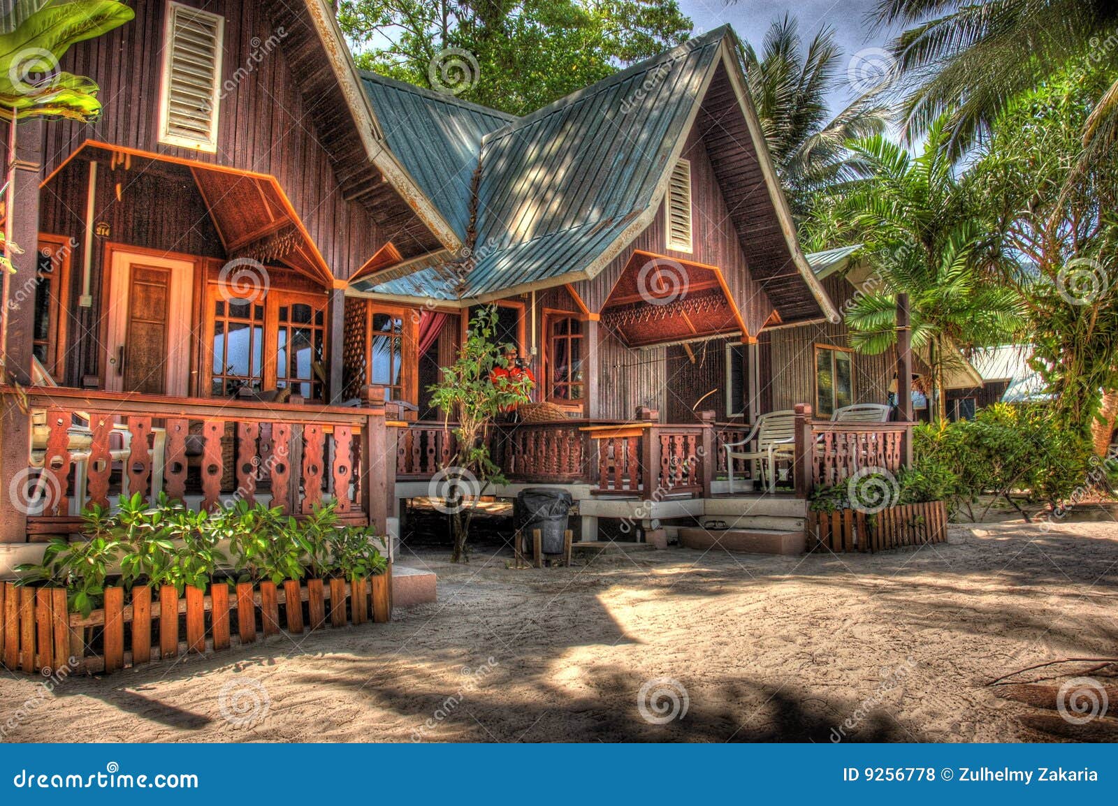 Wooden House Resort stock illustration. Image of paradise 9256778