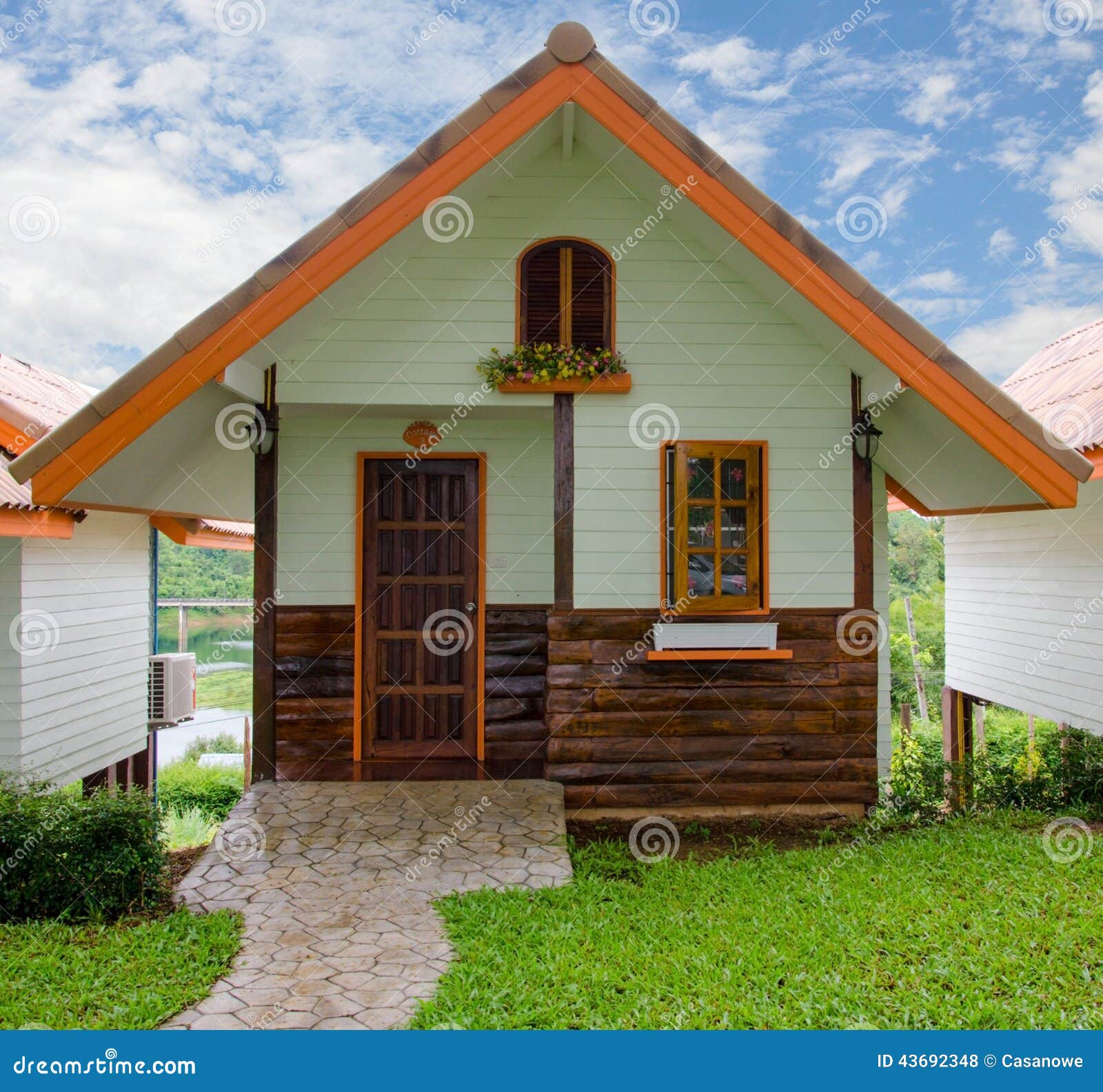 Wooden house in resort stock photo. Image of brown, country 43692348