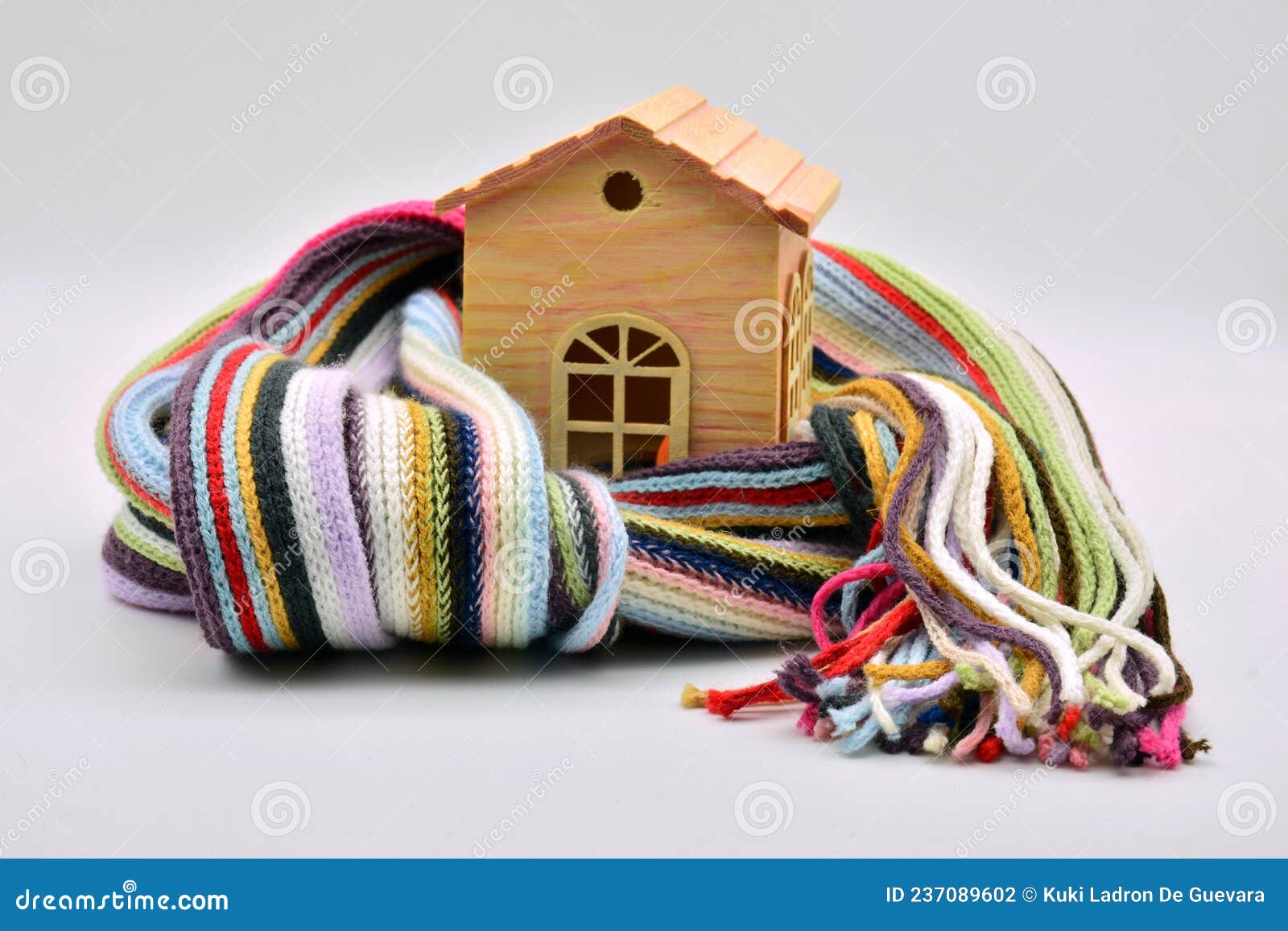 wooden house sheltered with a scarf
