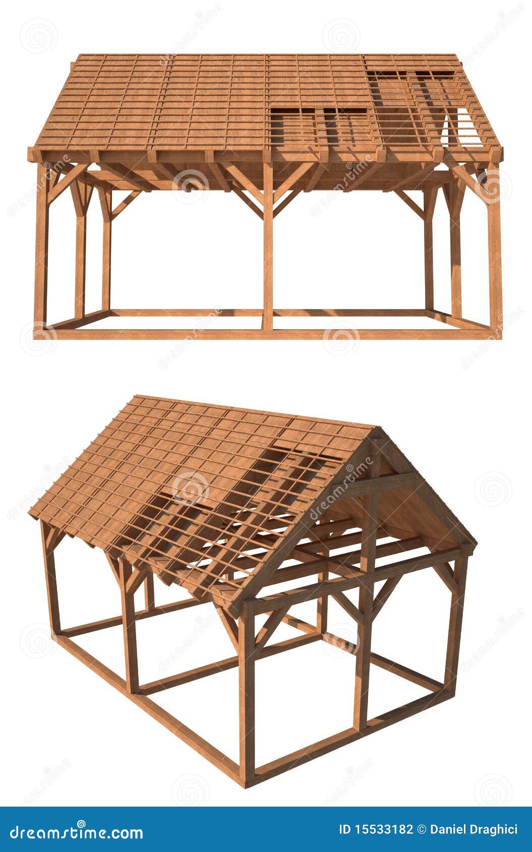 Wooden house structure stock illustration. Illustration of builder
