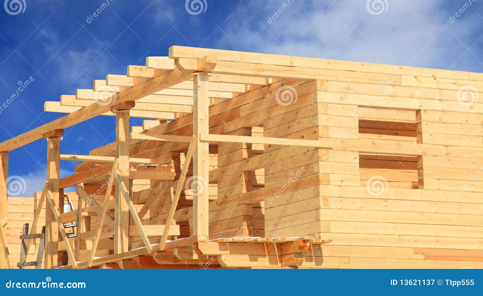 Wooden House Under Construction Stock Image Image of fashioned, side