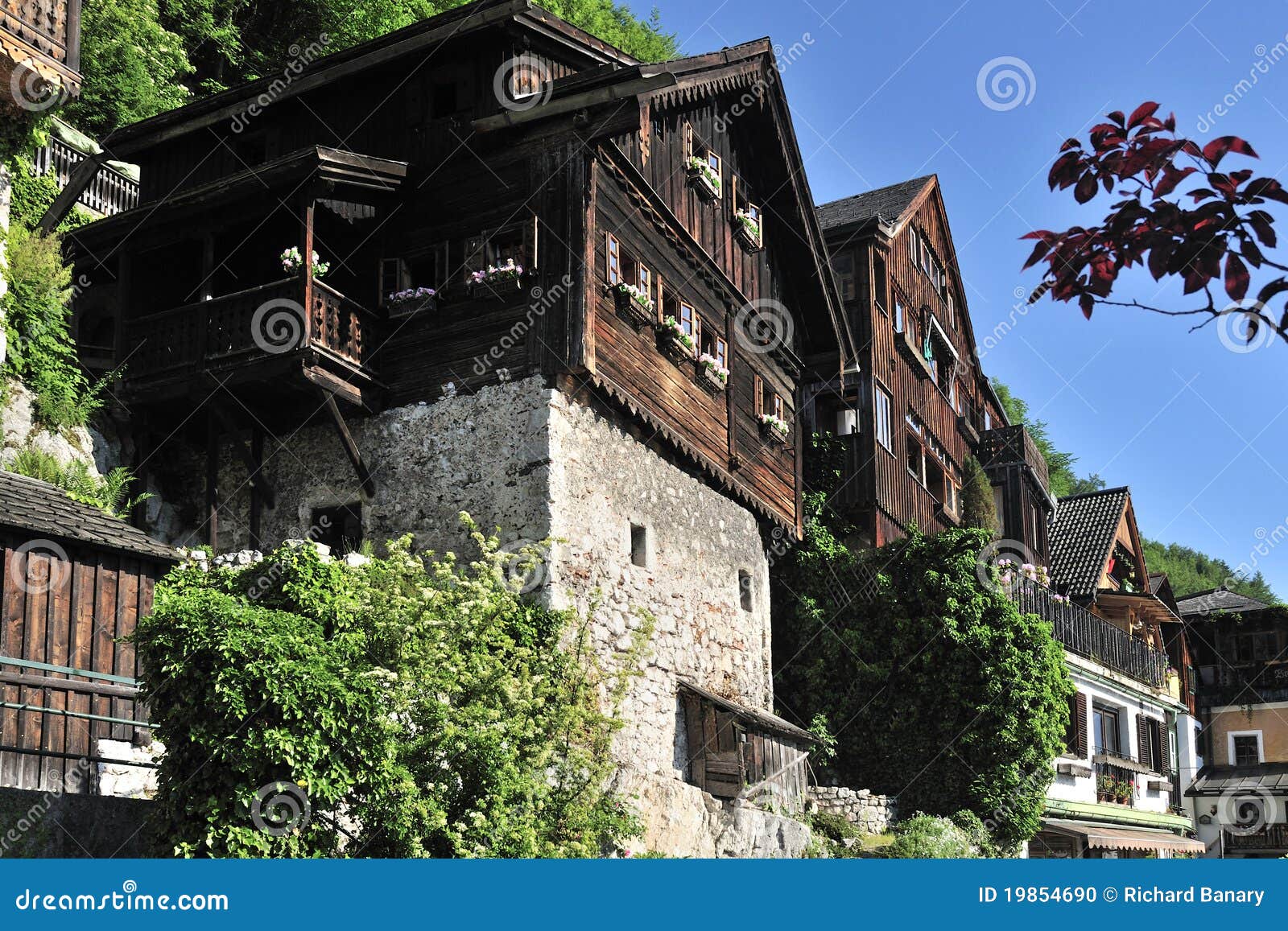 Wooden Houses in Hallstatt stock photo. Image of austria 19854690