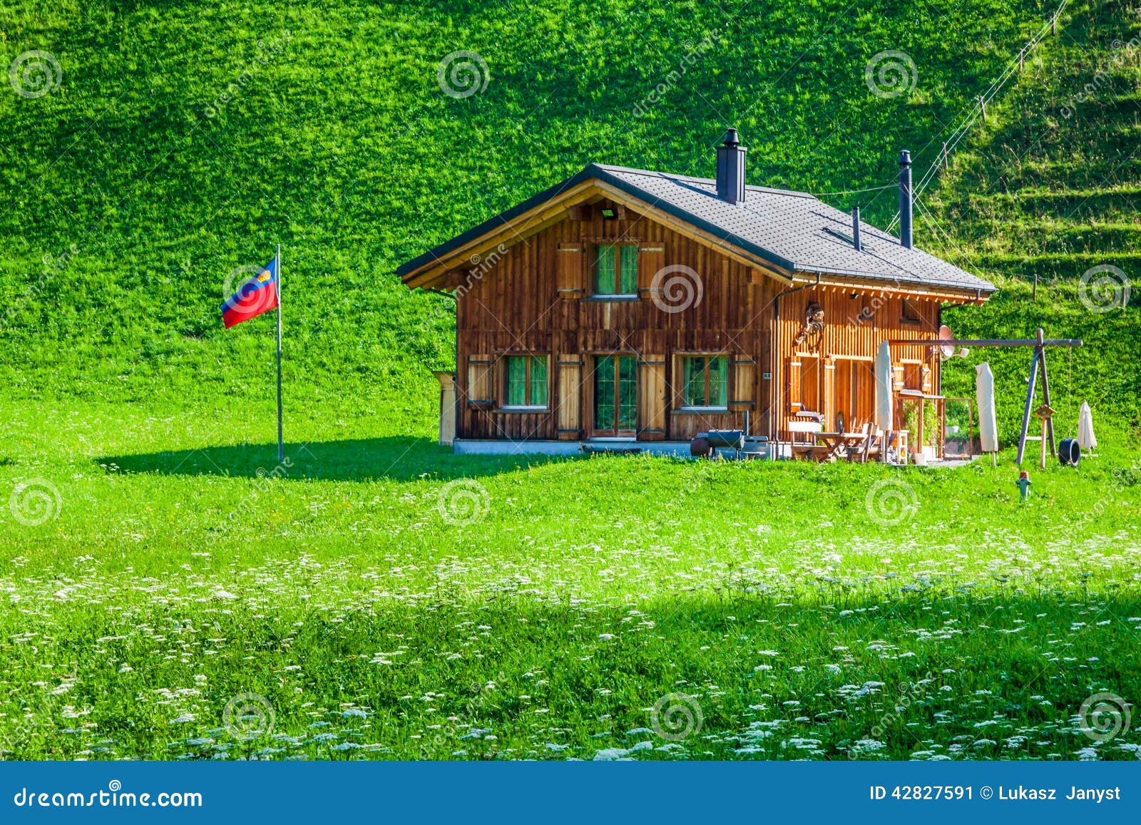 wooden houses in steg, malbun, in lichtenstein, europe