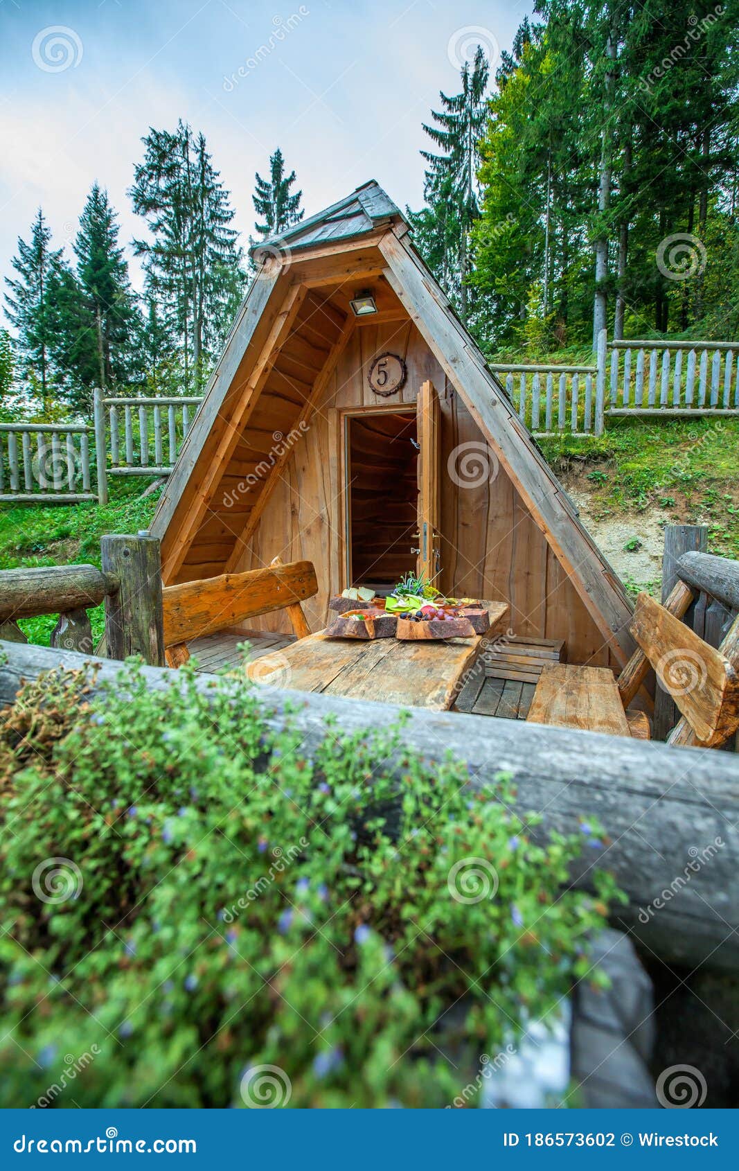 wooden hut at hija glamping lake bloke, nova vas in slovenia