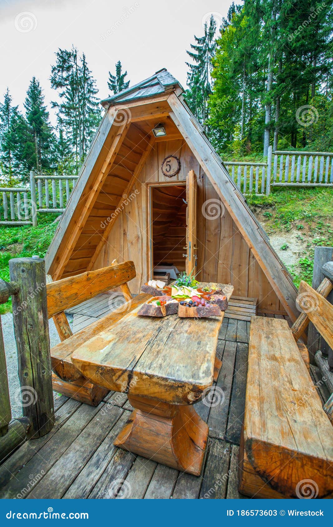 wooden hut at hija glamping lake bloke, nova vas in slovenia