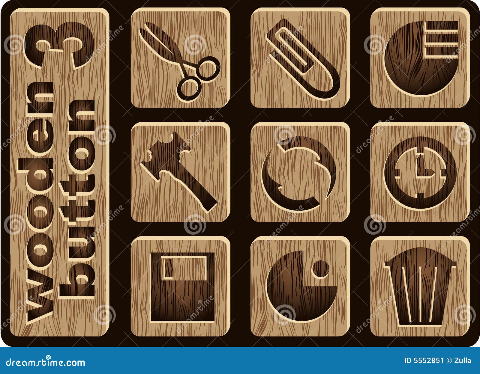 Wooden icons stock vector. Illustration of color, multimedia 5552851
