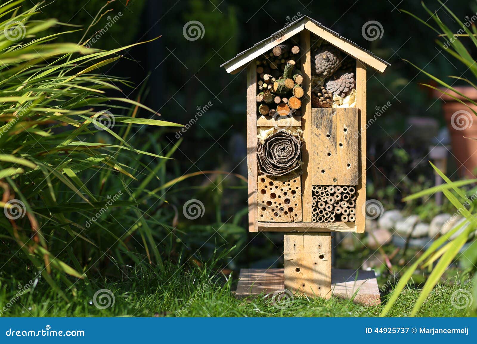 Wooden Insect House Garden Decorative Bug Hotel And Ladybird And Stock 