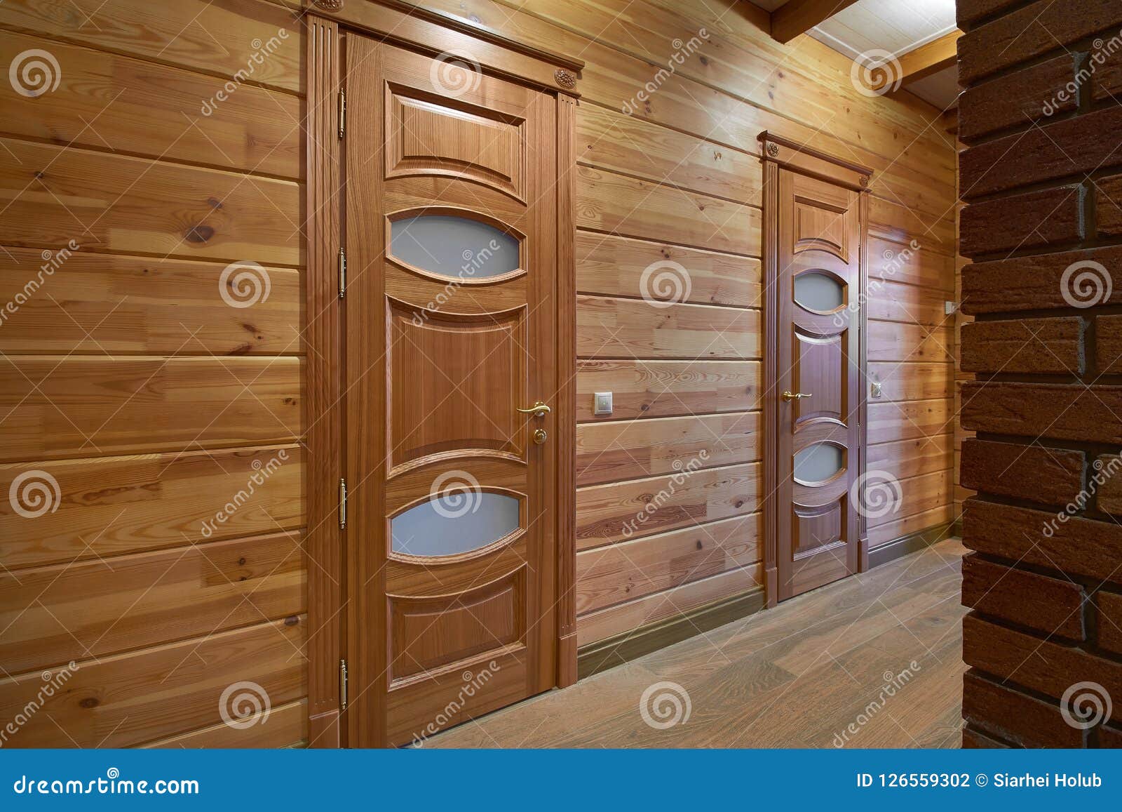 Wooden Interior Doors of High Quality, Interior Design Stock Photo