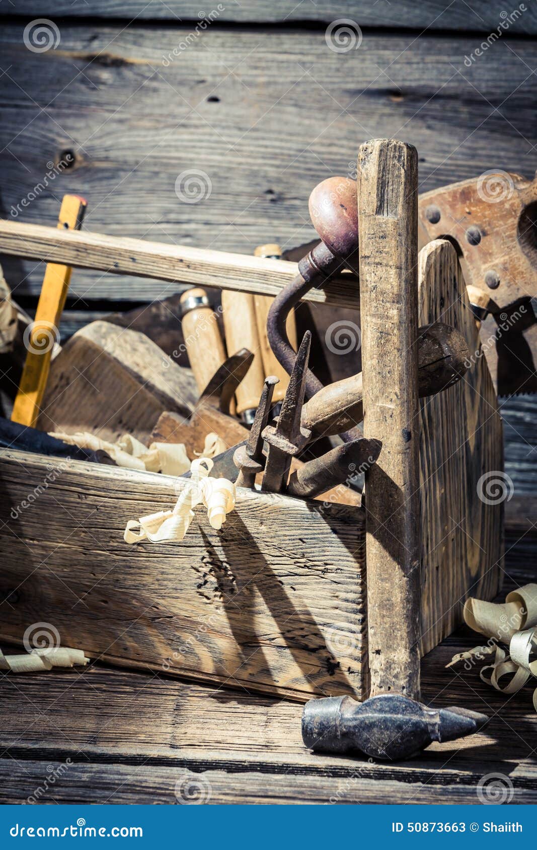 Wooden joinery tool box stock image. Image of measure 50873663