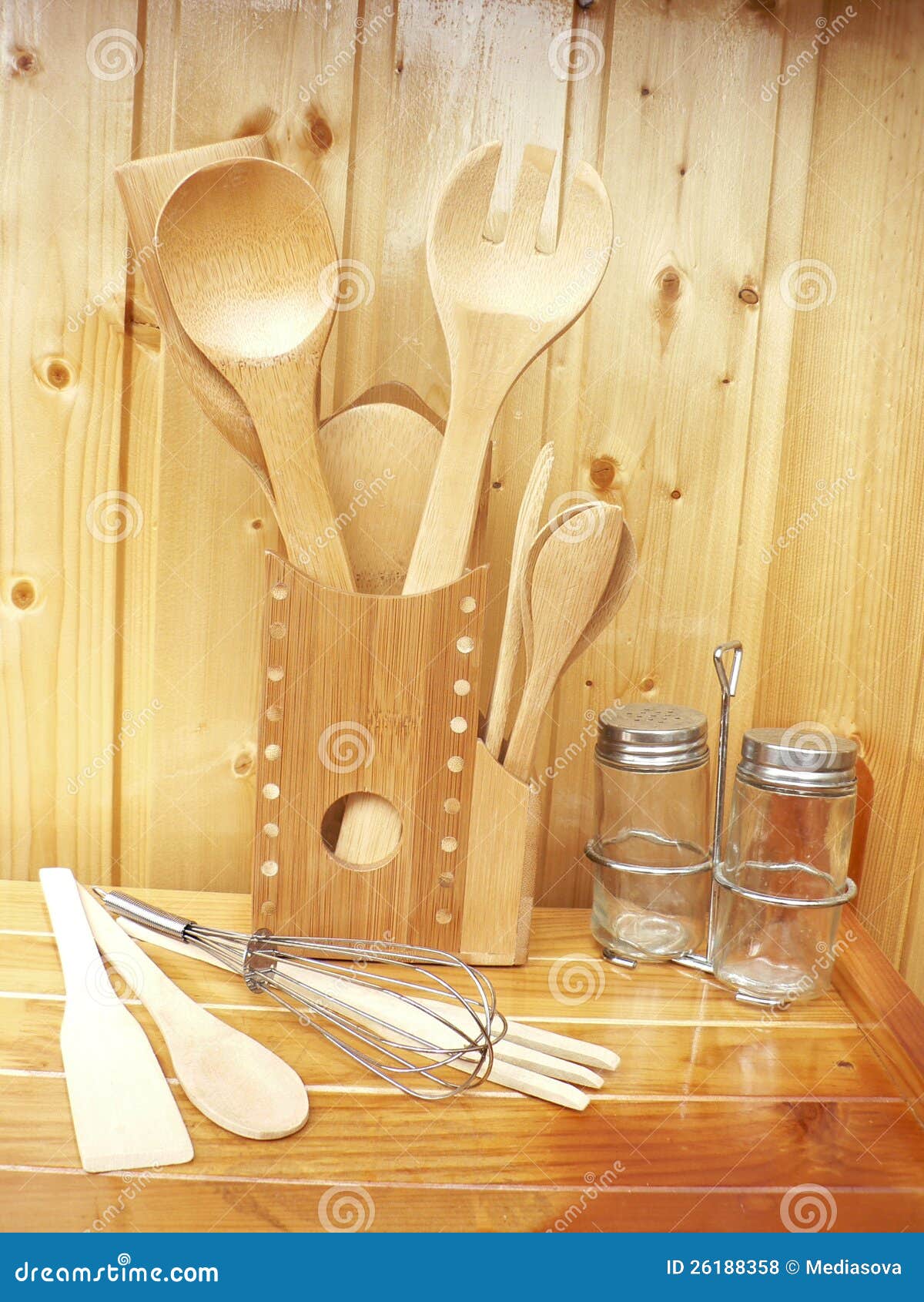 Wooden kitchen accessories stock photo. Image of ceramic 26188358