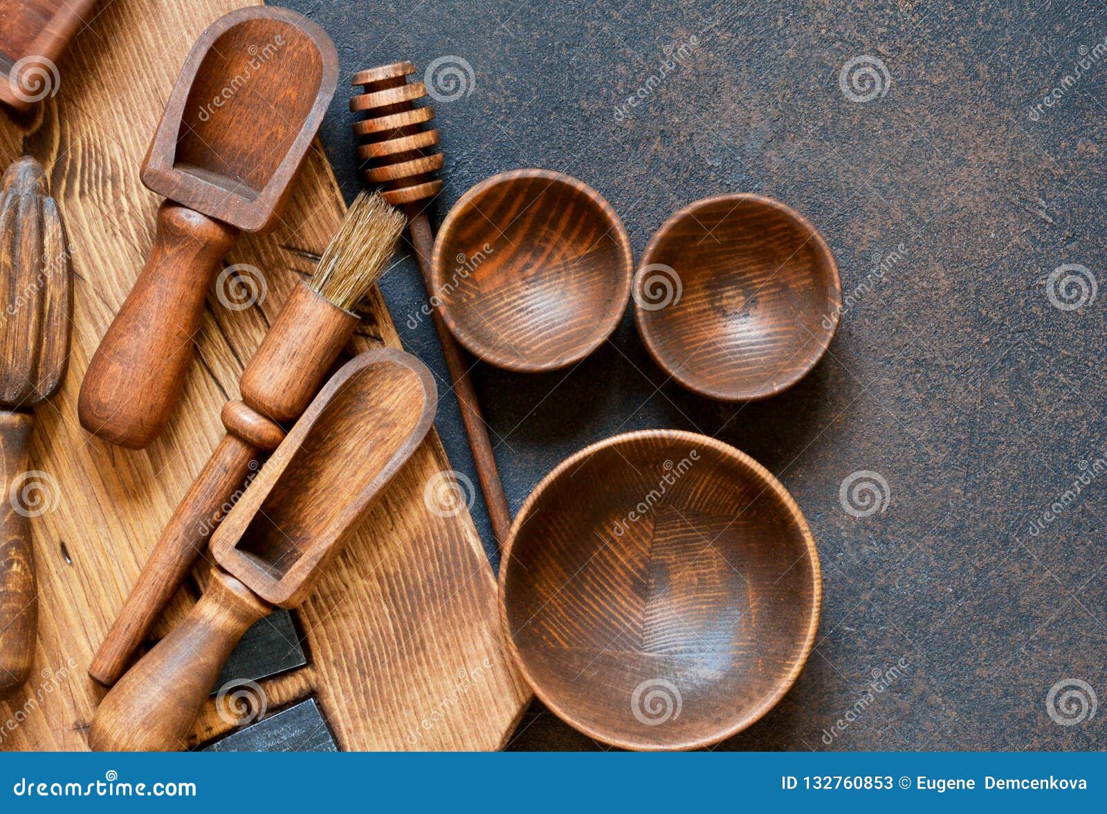 Wooden Kitchen Accessories Plate, Rolling Pin, Board, Spatula ...