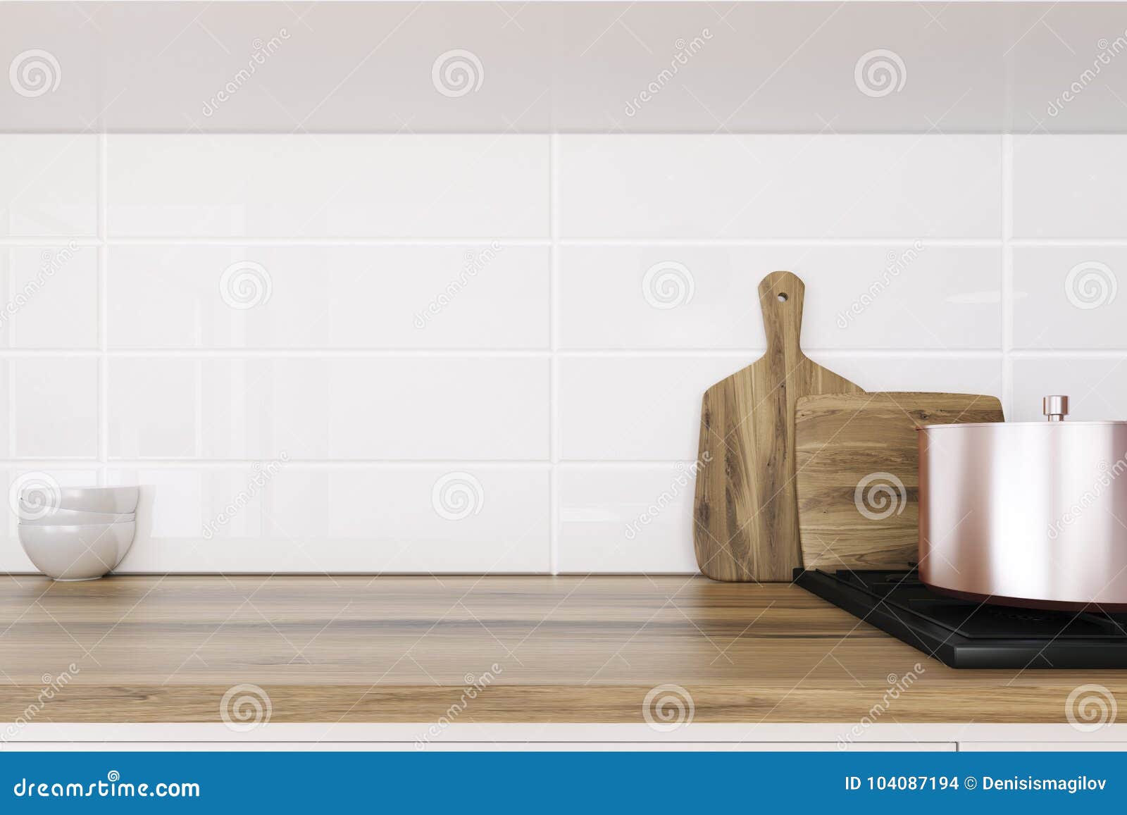 Wooden Kitchen Countertop Close Up Stock Illustration