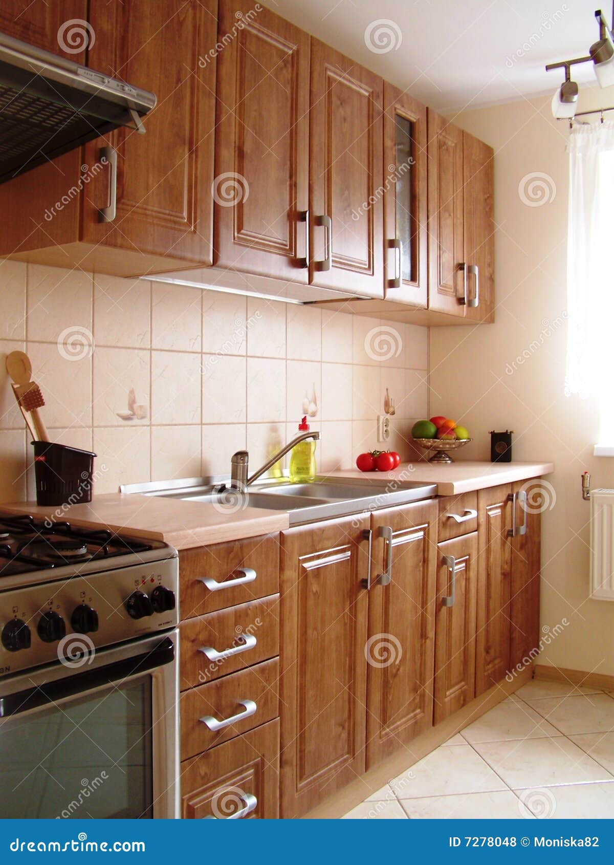 Wooden kitchen cupboards stock photo. Image of space, cupboards 7278048