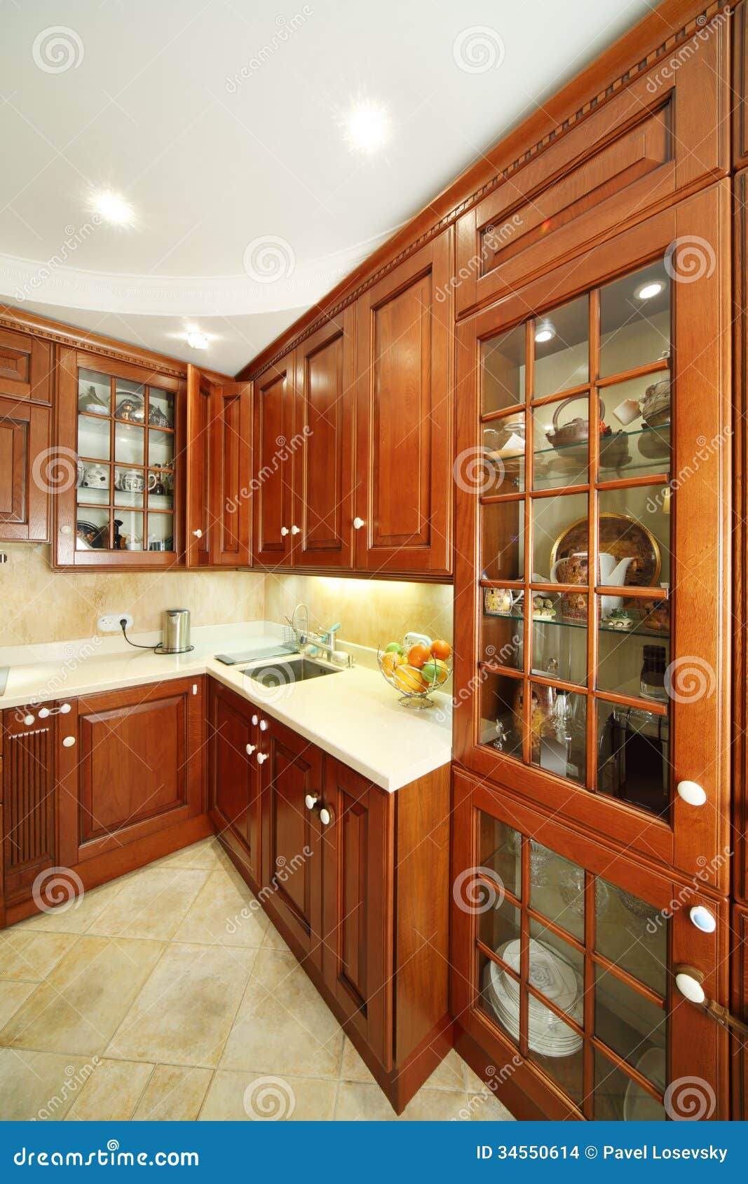 Wooden Kitchen Cupboards Sink And Kitchen Countertops