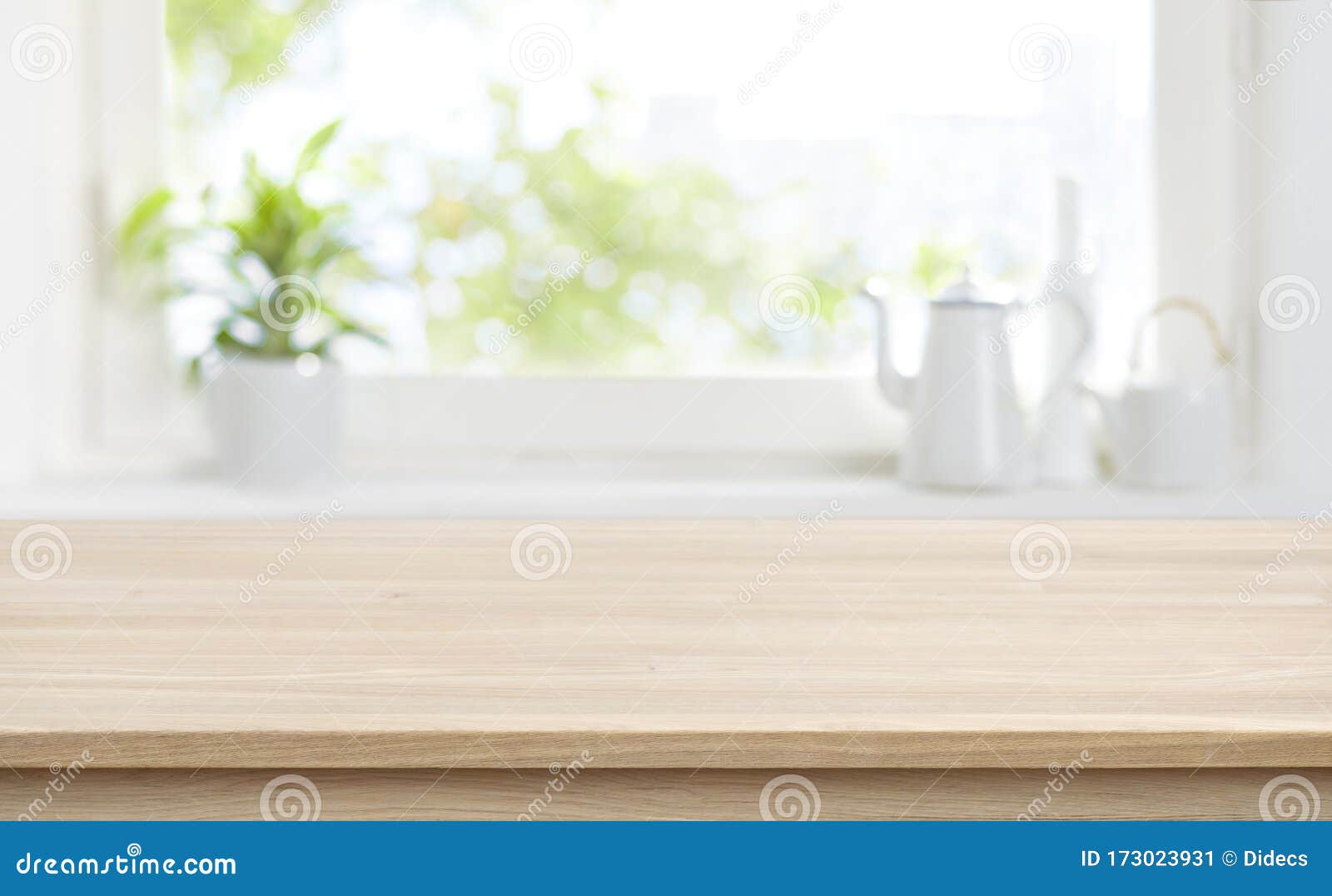 Wooden Kitchen Table with Background of Window for Product Display Stock  Image - Image of cafe, building: 173023931