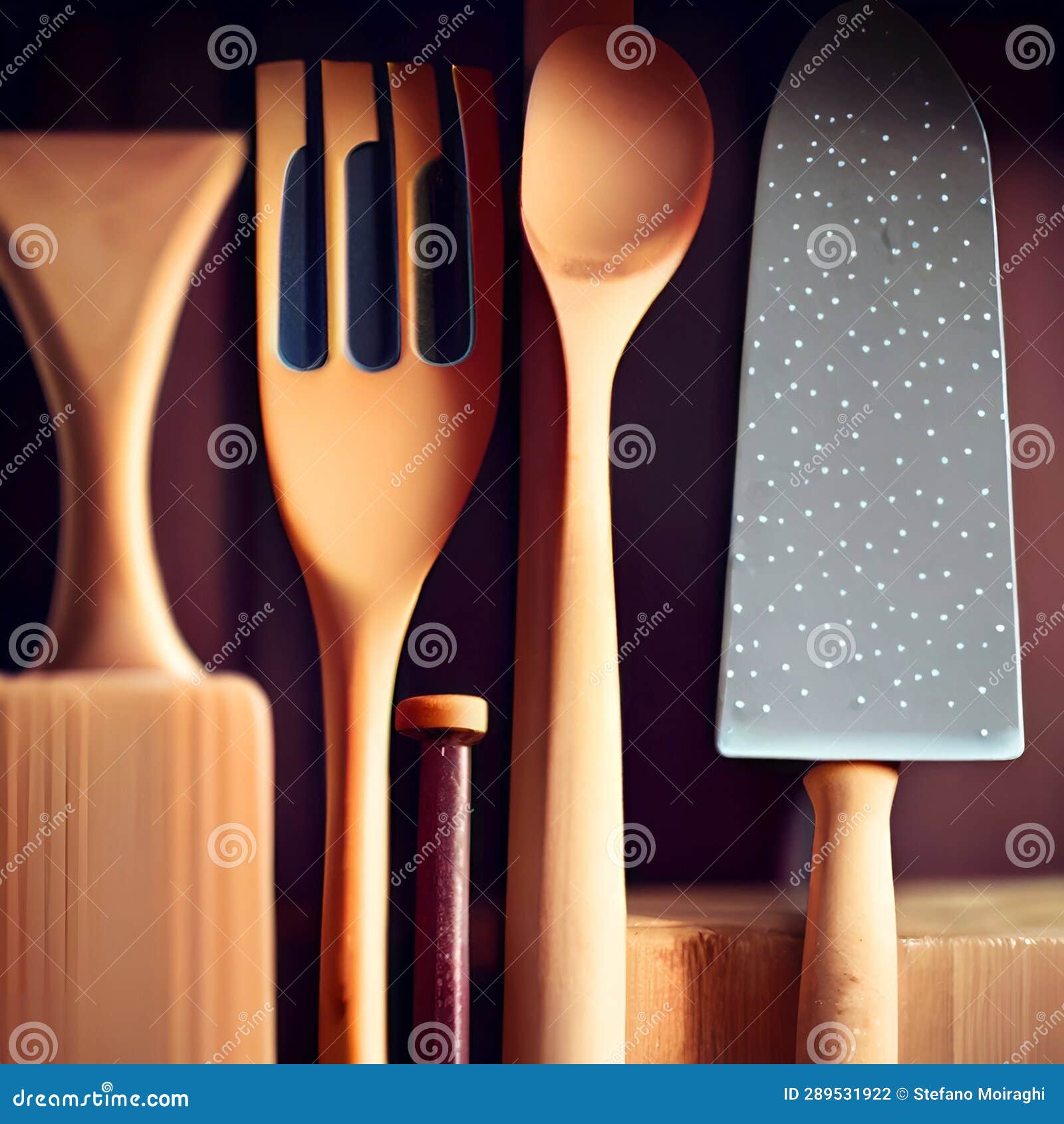 wooden kitchen tools in rurale house