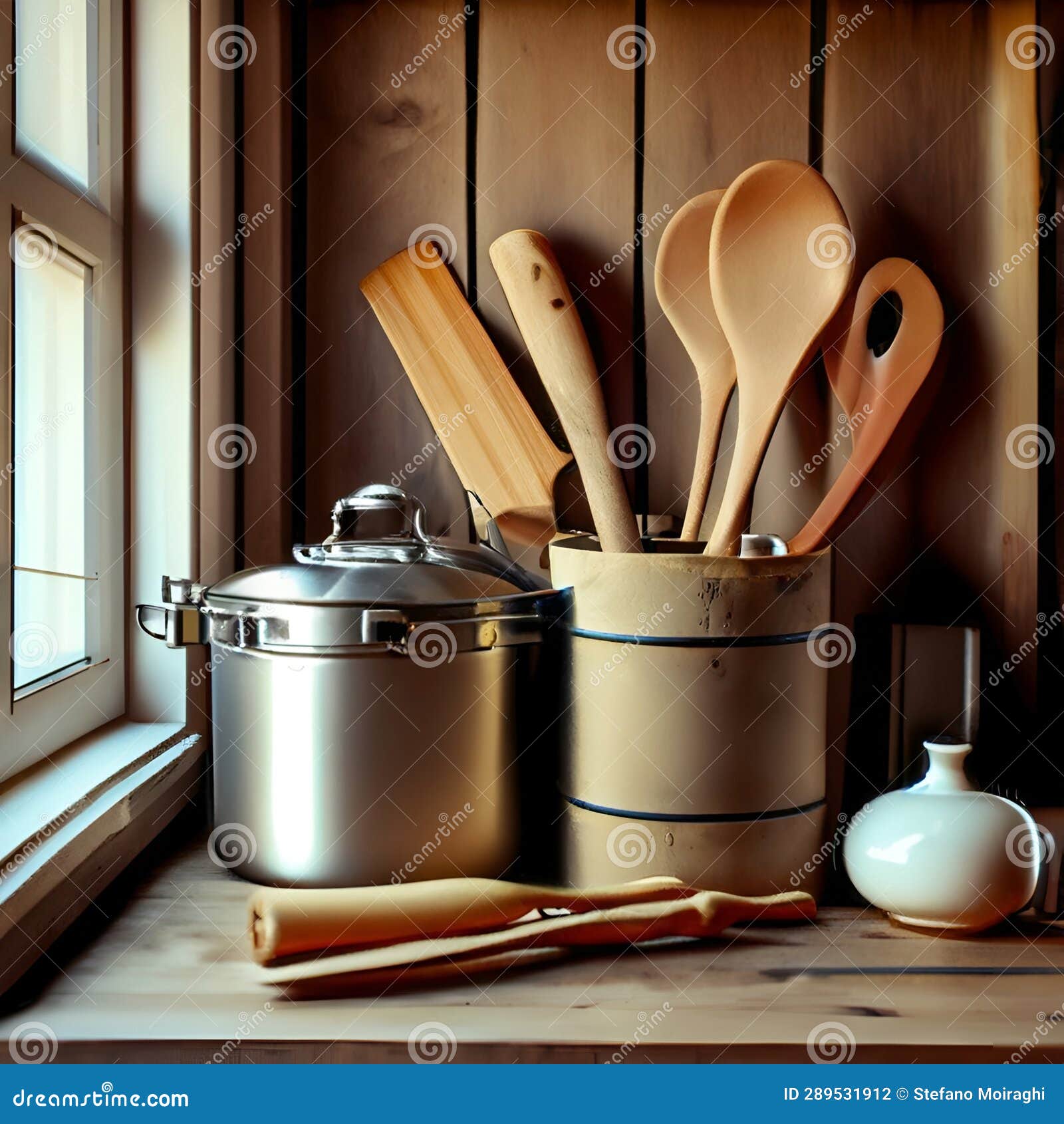 wooden kitchen tools in rurale house