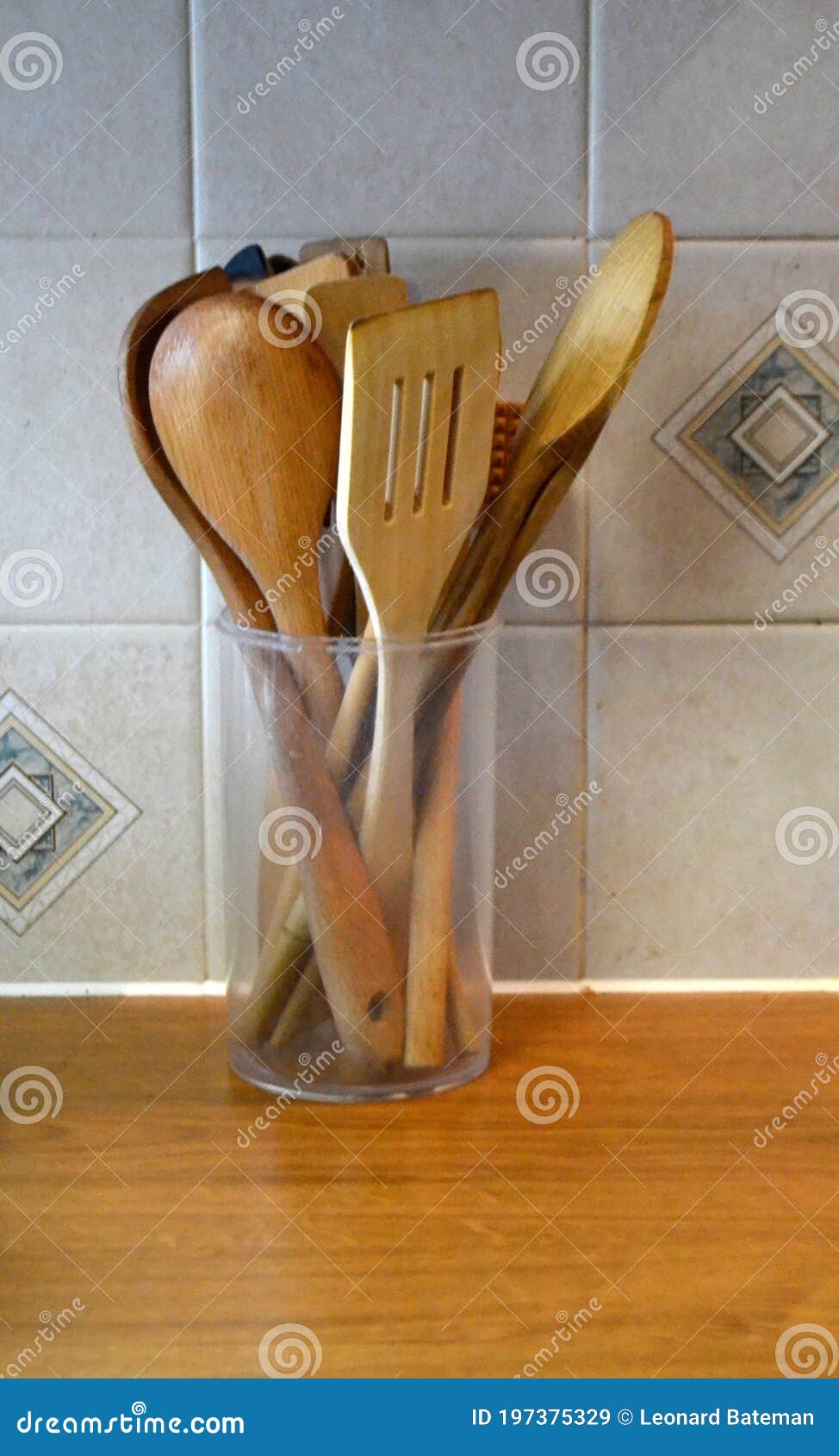 Wooden kitchen utensils stock image. Image of tenderiser - 197375329