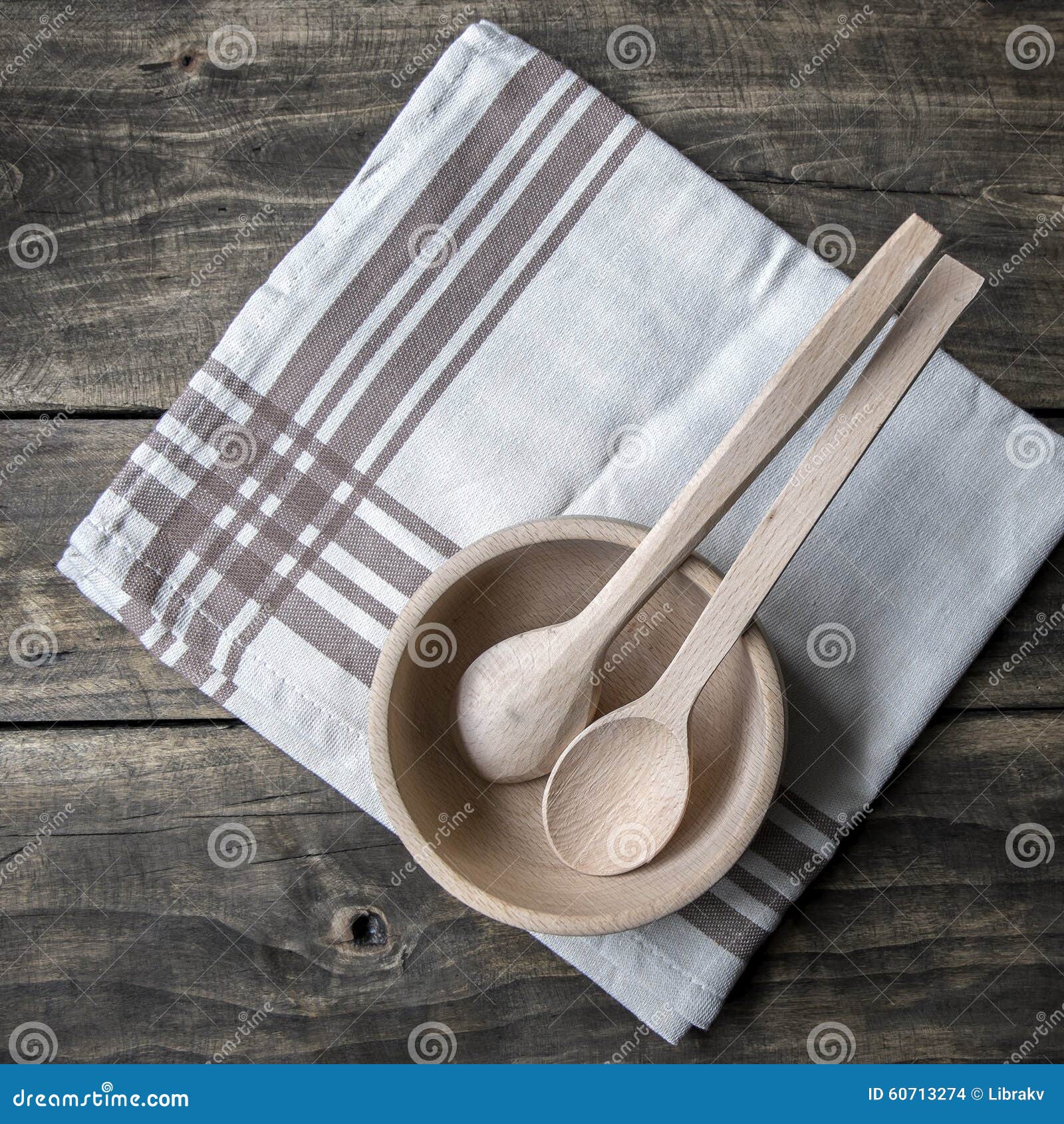 Wooden Kitchen Utensils on Wooden Table Stock Photo Image of domestic