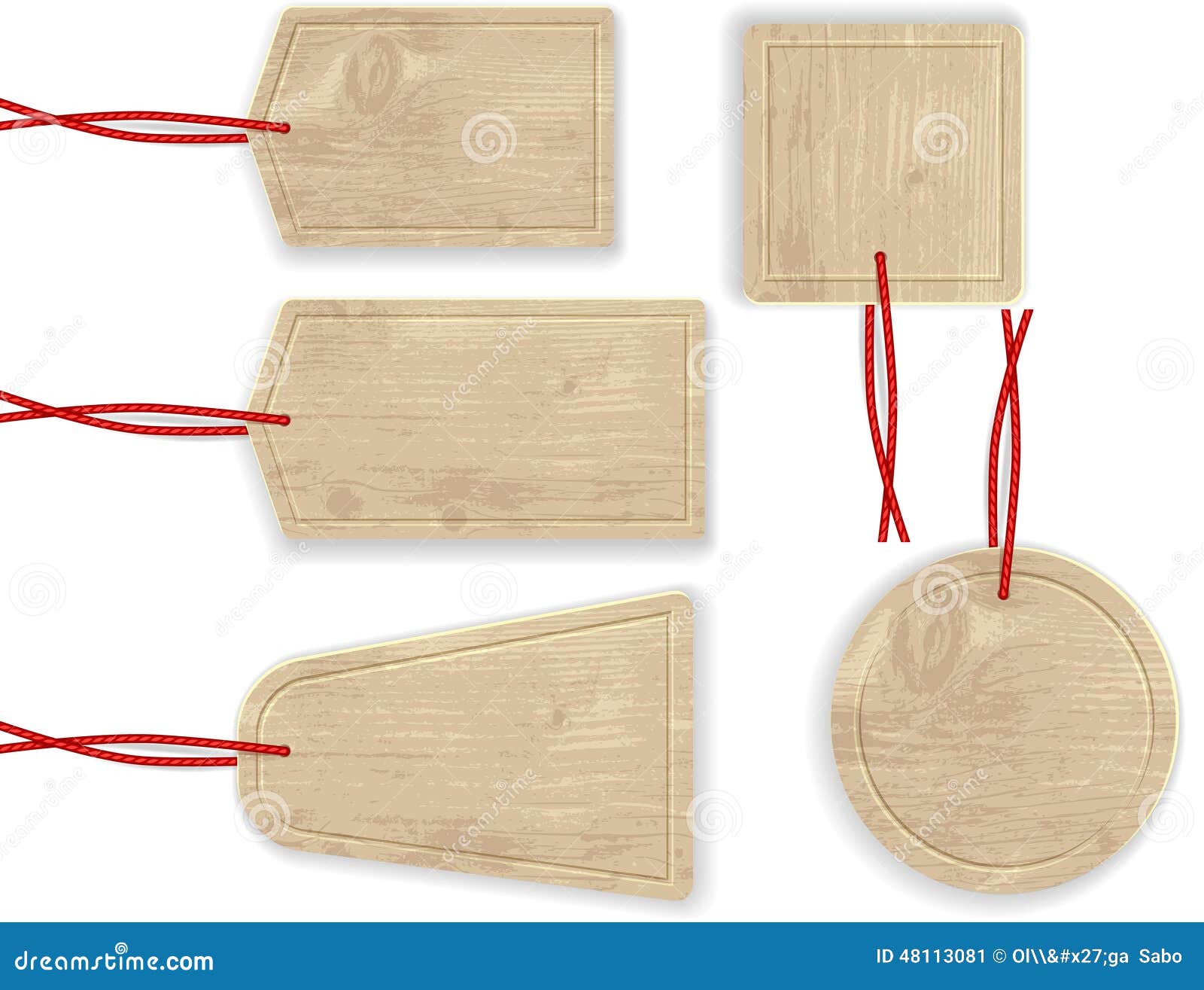 Wooden Labels with Red Rope. Stock Image Image of texture, rope 48113081