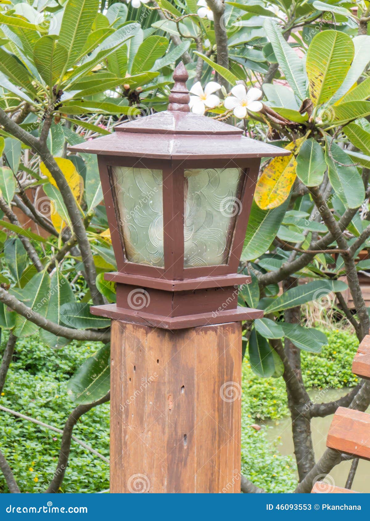 Wooden lamp post stock image. Image of lantern, asian 46093553