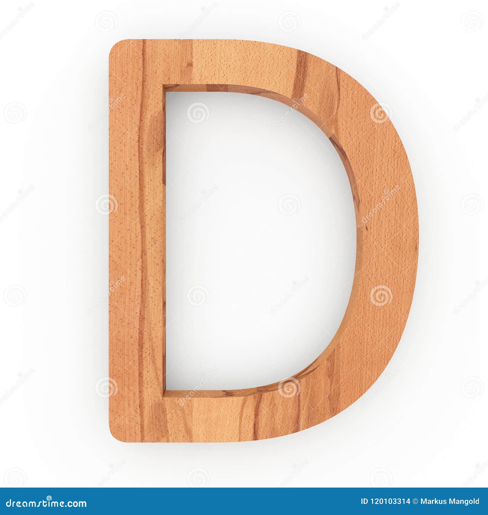 Wooden Letter D Isolated on White Background Stock Illustration ...