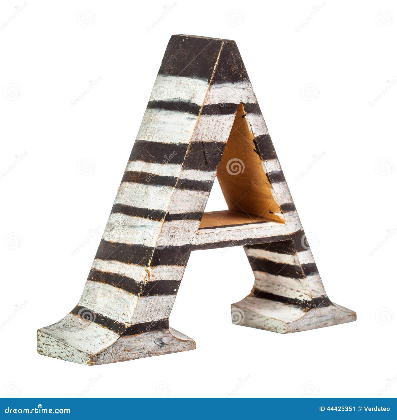 Wooden Letter A Paint In White And Black Stripes Stock Image Image of