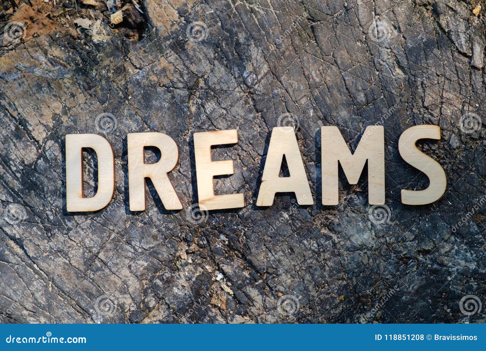 ukuelige krak Husk Wooden Letters Spelling Out the Word Dream on Nature Background Concept.  Stock Photo - Image of letters, stump: 118851208
