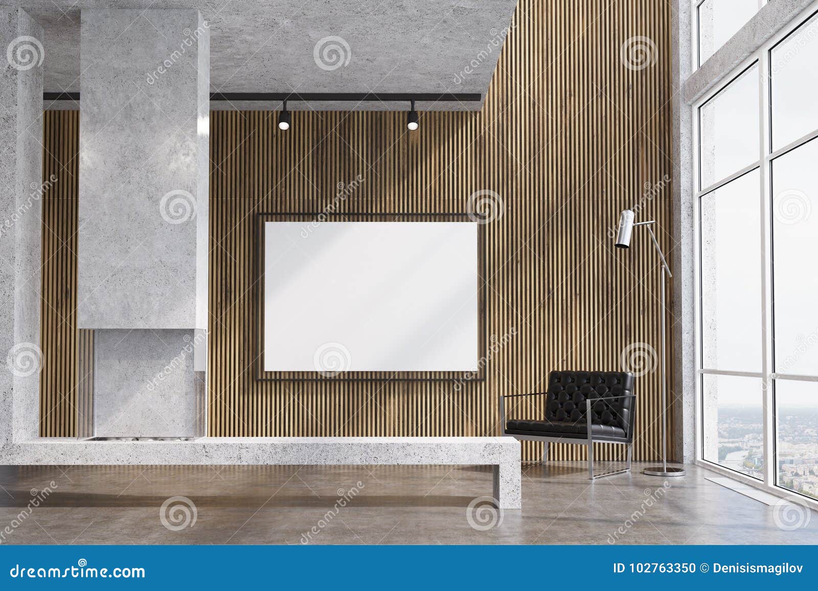Wooden Living Room Tv Set Fireplace Stock Illustration