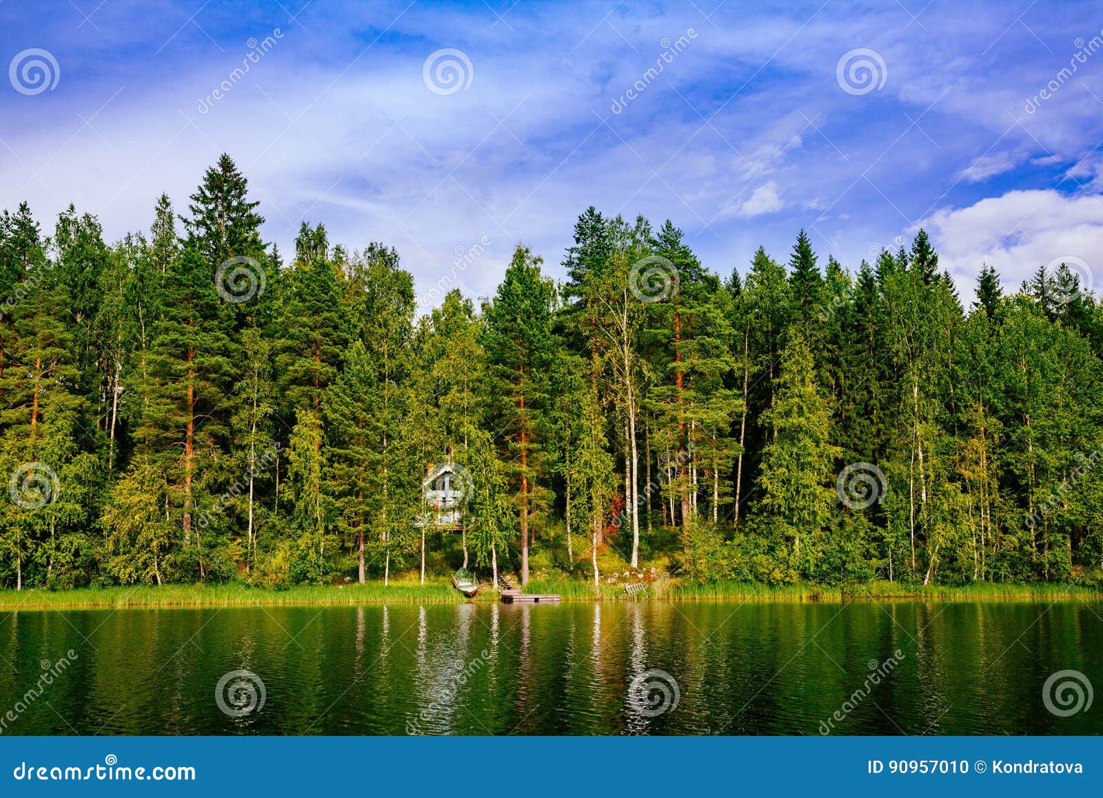 Wooden Log Cabin at the Lake in Summer in Finland Stock Photo - Image ...