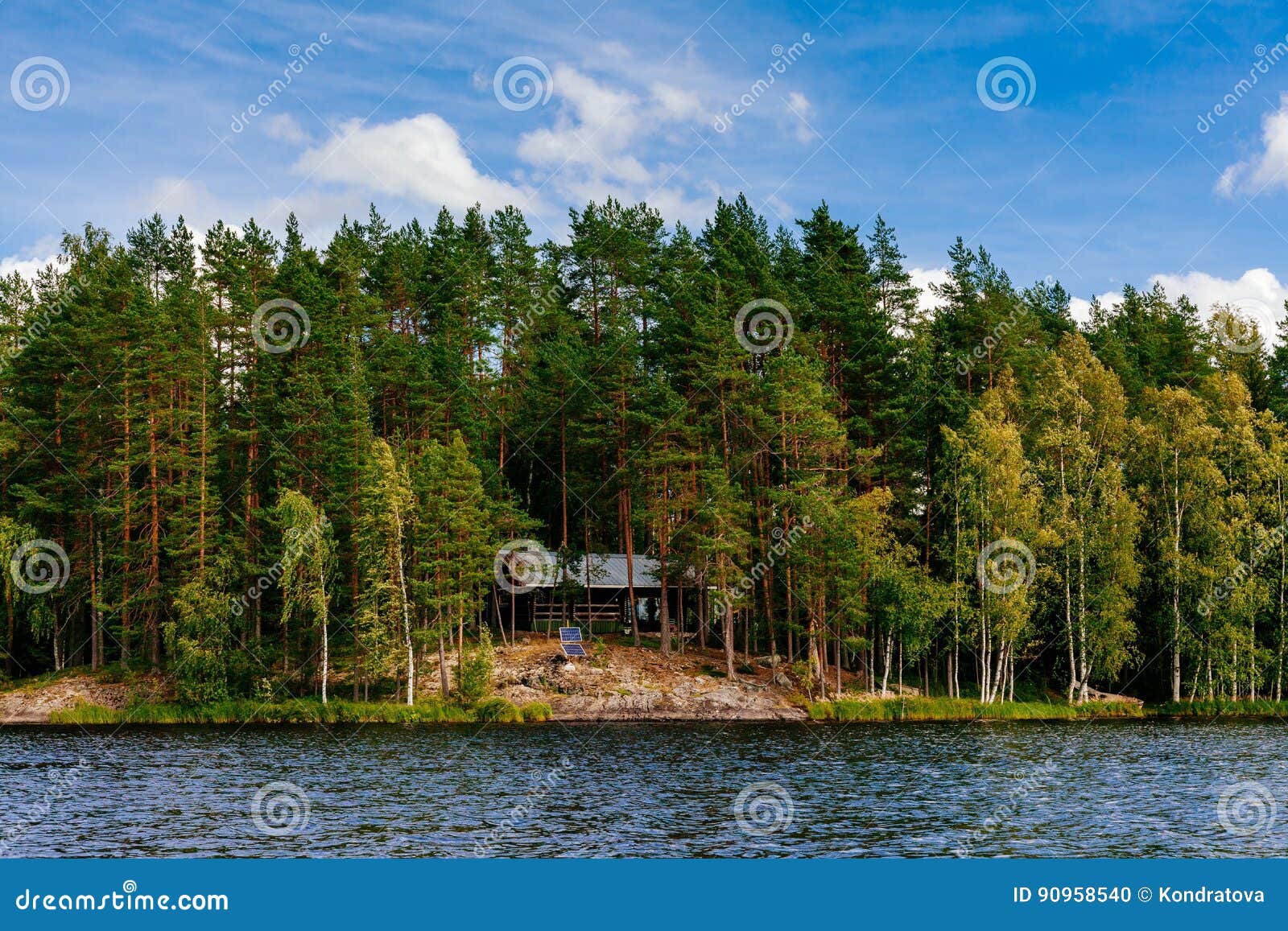 Wooden Log Cabin at the Lake in Summer in Finland Stock Photo - Image ...