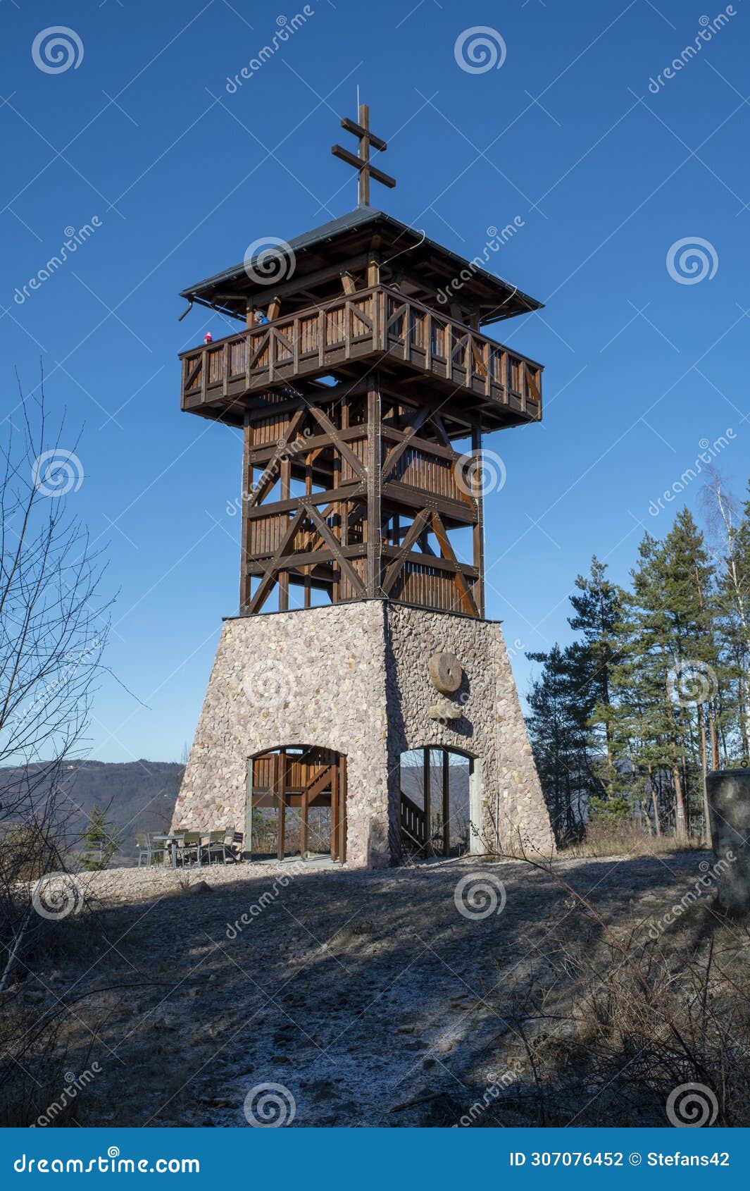 wooden lookout tower or observation tower haj. nova bana. slovakia