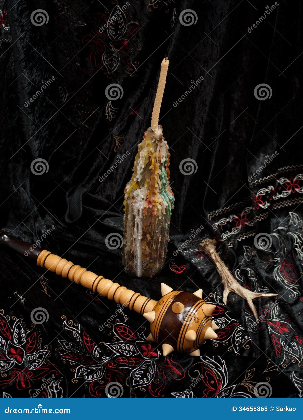 Wooden mace stock photo. Image of mace, velvet, weapon 34658868
