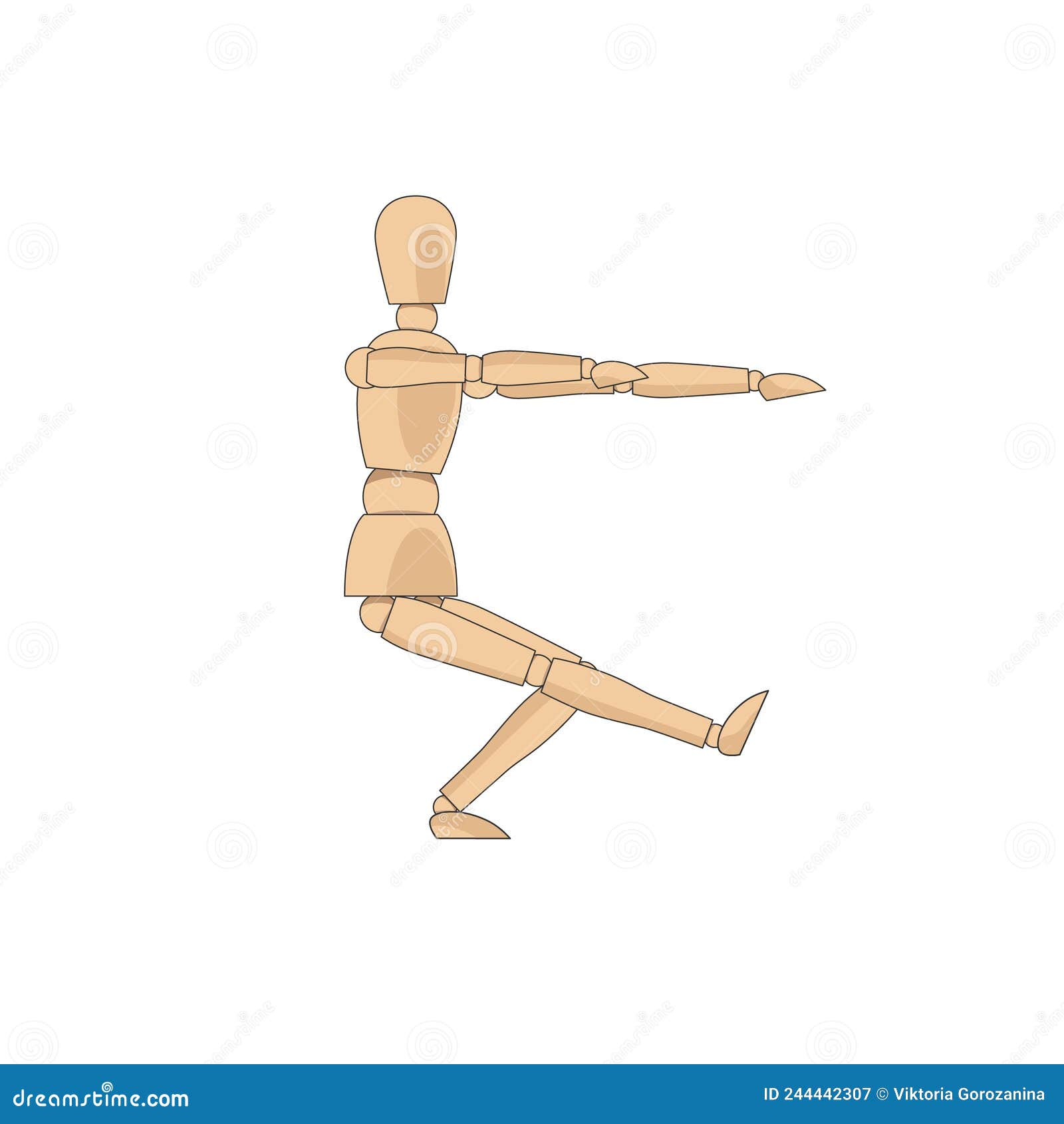 Wooden man in dancing pose isolated on white Vector Image