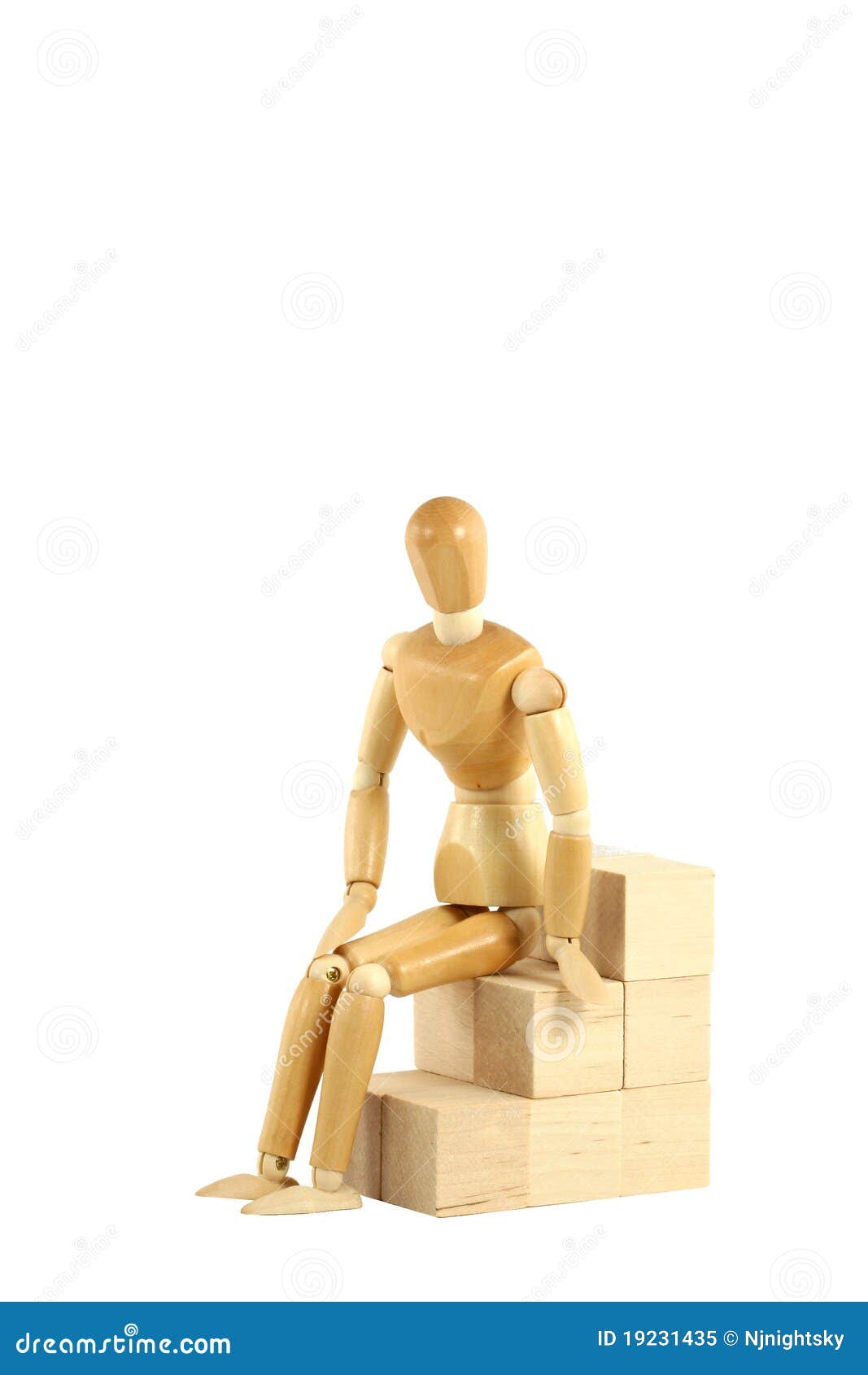Wooden Manikin Sitting on Blocks Stock Image Image of adult, posing