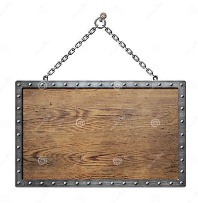 Wooden Medieval Shield or Sign with Metal Frame Stock Image - Image of ...