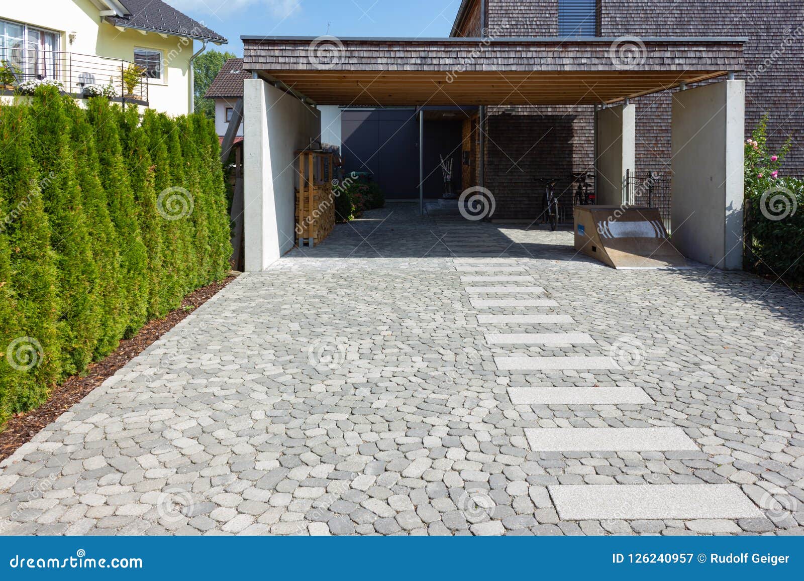 Wooden And Modern Carport Stock Image Image Of Garage