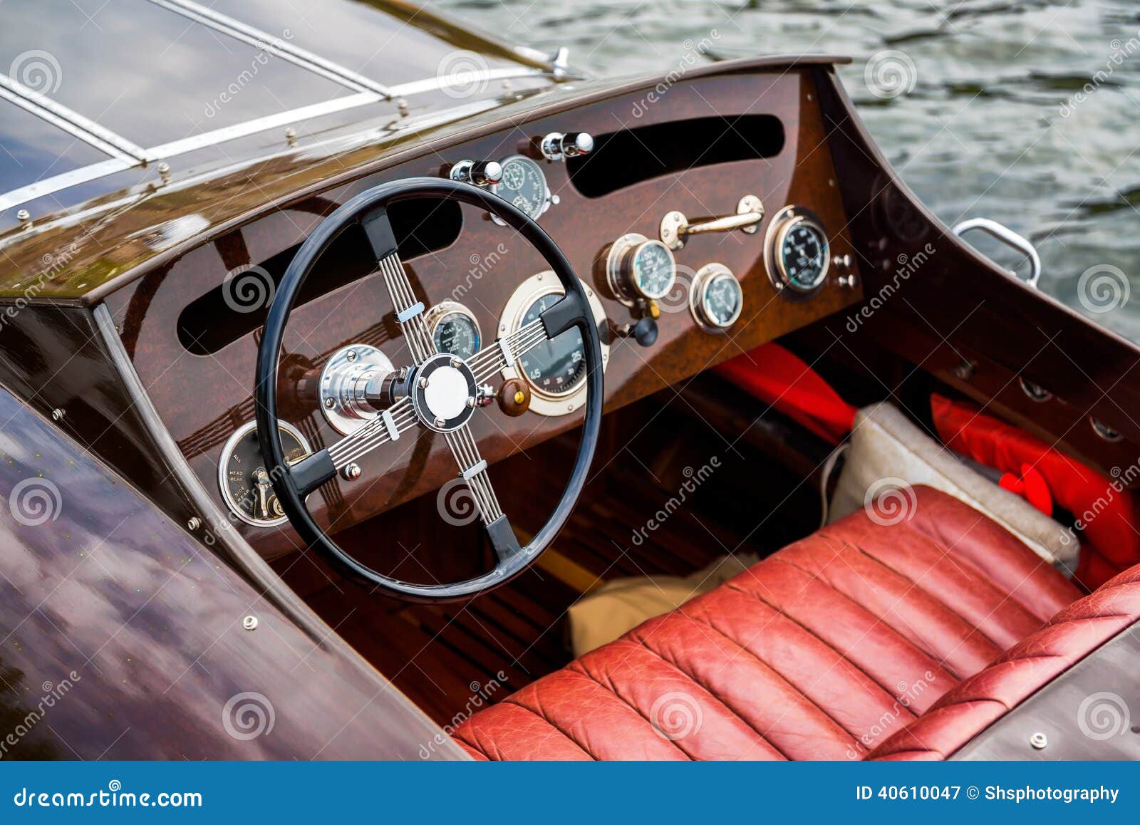 Wooden Motor Boat Dashboard Stock Photo - Image: 40610047