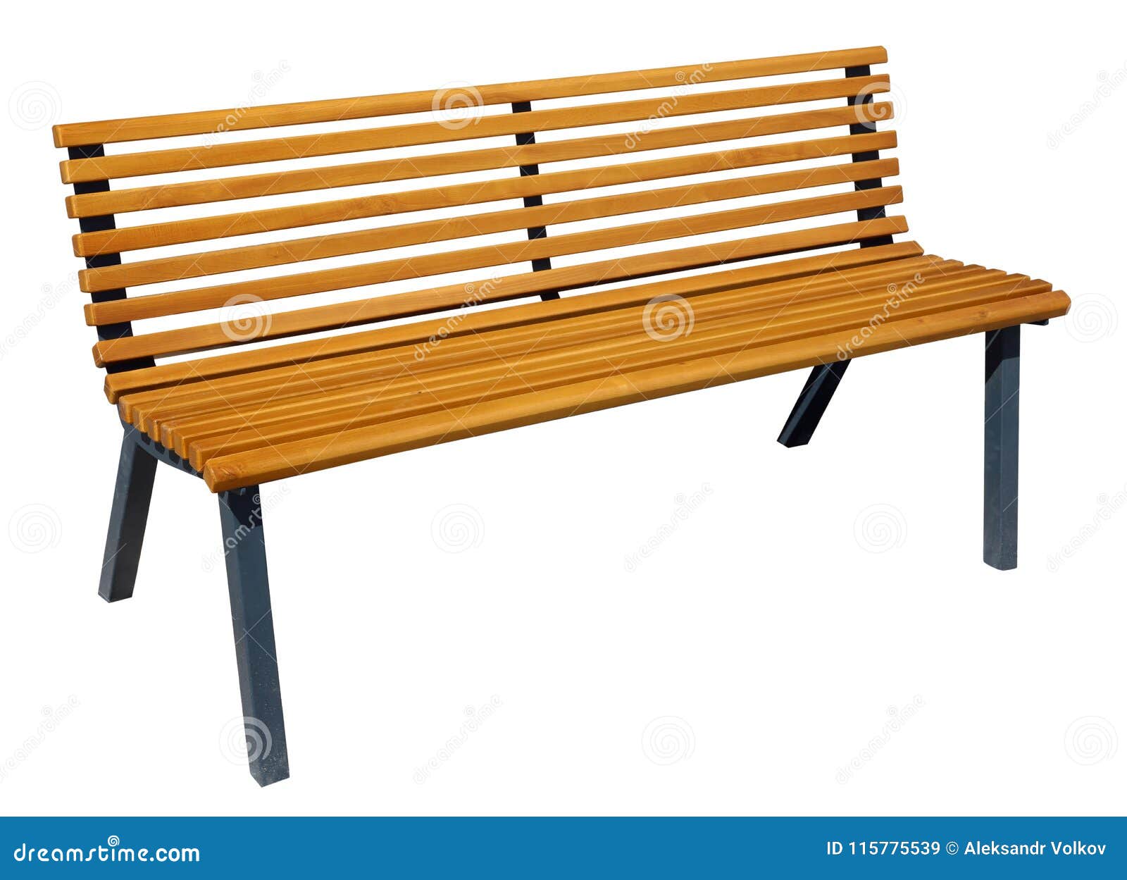 Wooden New Yellow Garden Bench With Metal Legs Stock Image Image Of Seat