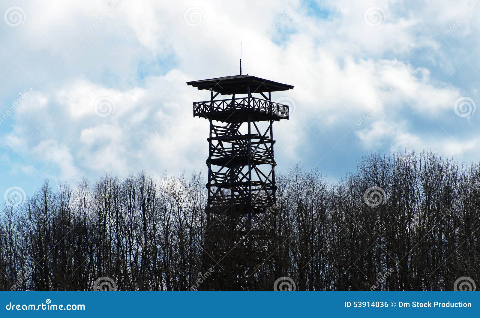 Wooden observation tower. stock photo. Image of landscape 53914036