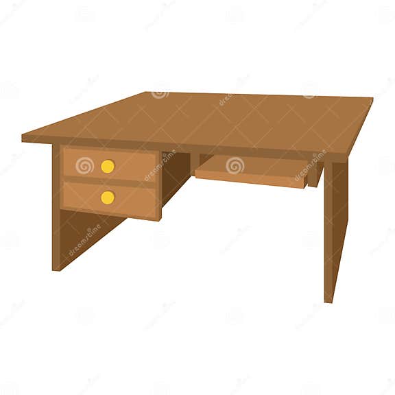 Wooden Office Desk Cartoon Icon Stock Illustration - Illustration of ...