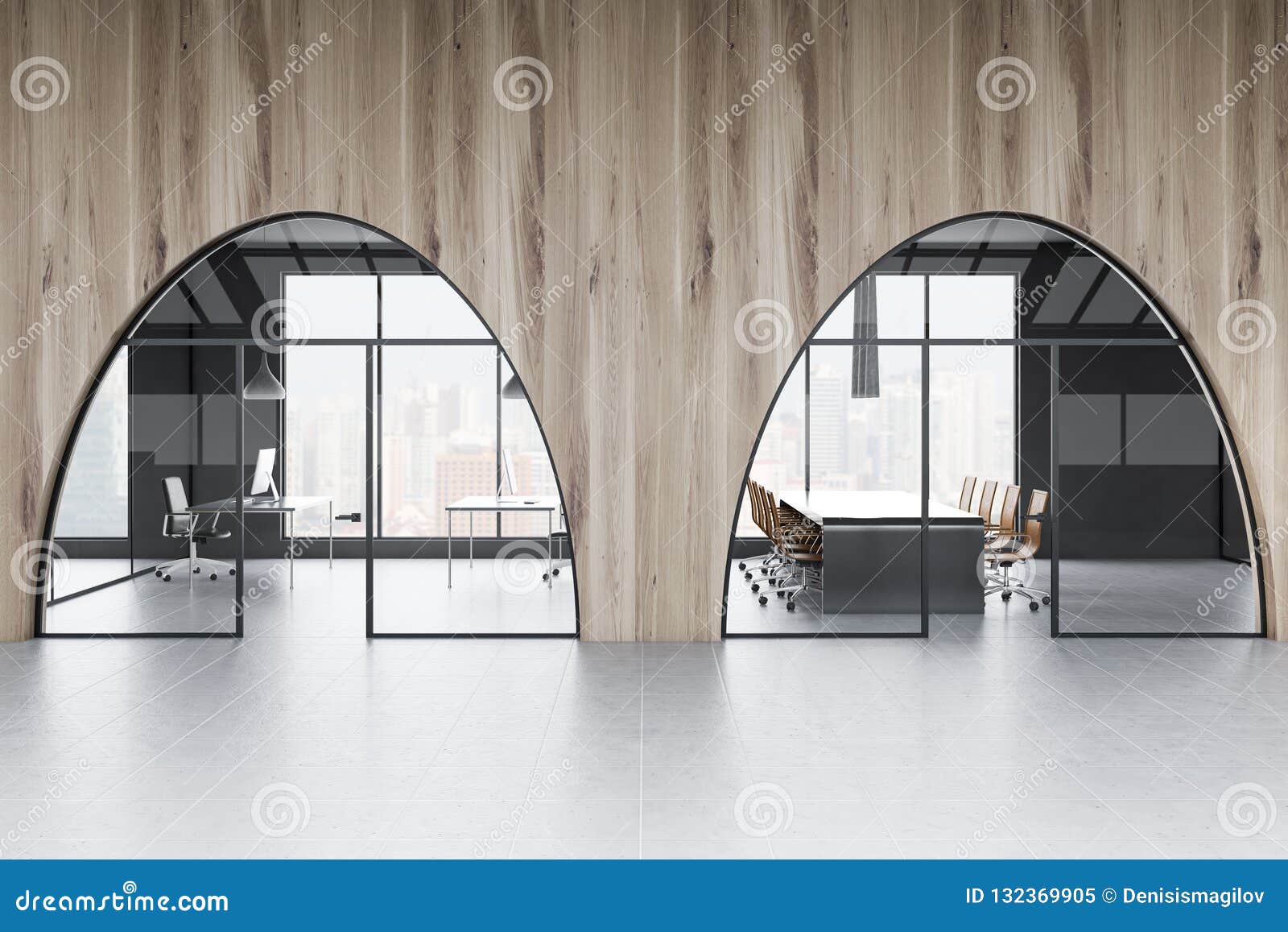 Wooden Office And Meeting Room Stock Illustration