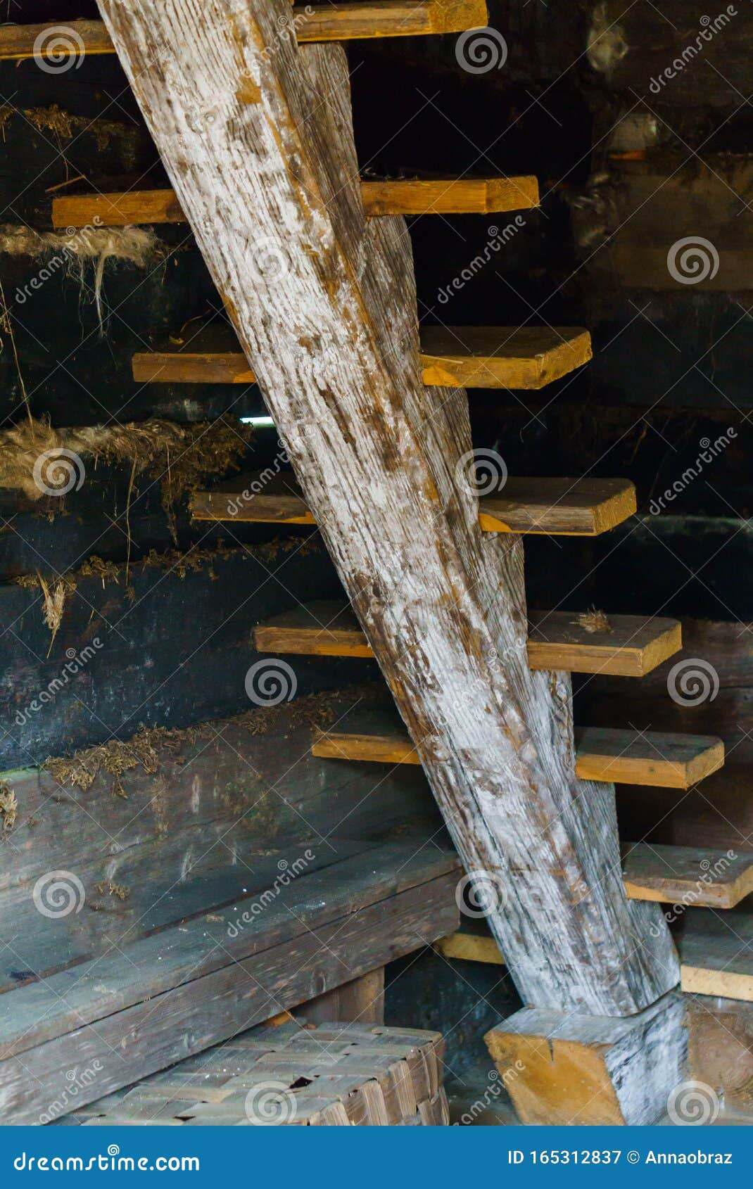 Wooden Old Staircase in Russian Traditional Bathhouse Stock Image ...