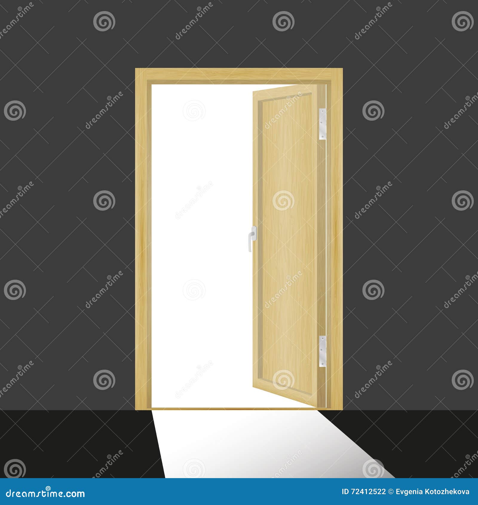 Wooden Open Door in a Dark Room Stock Vector Illustration of entry